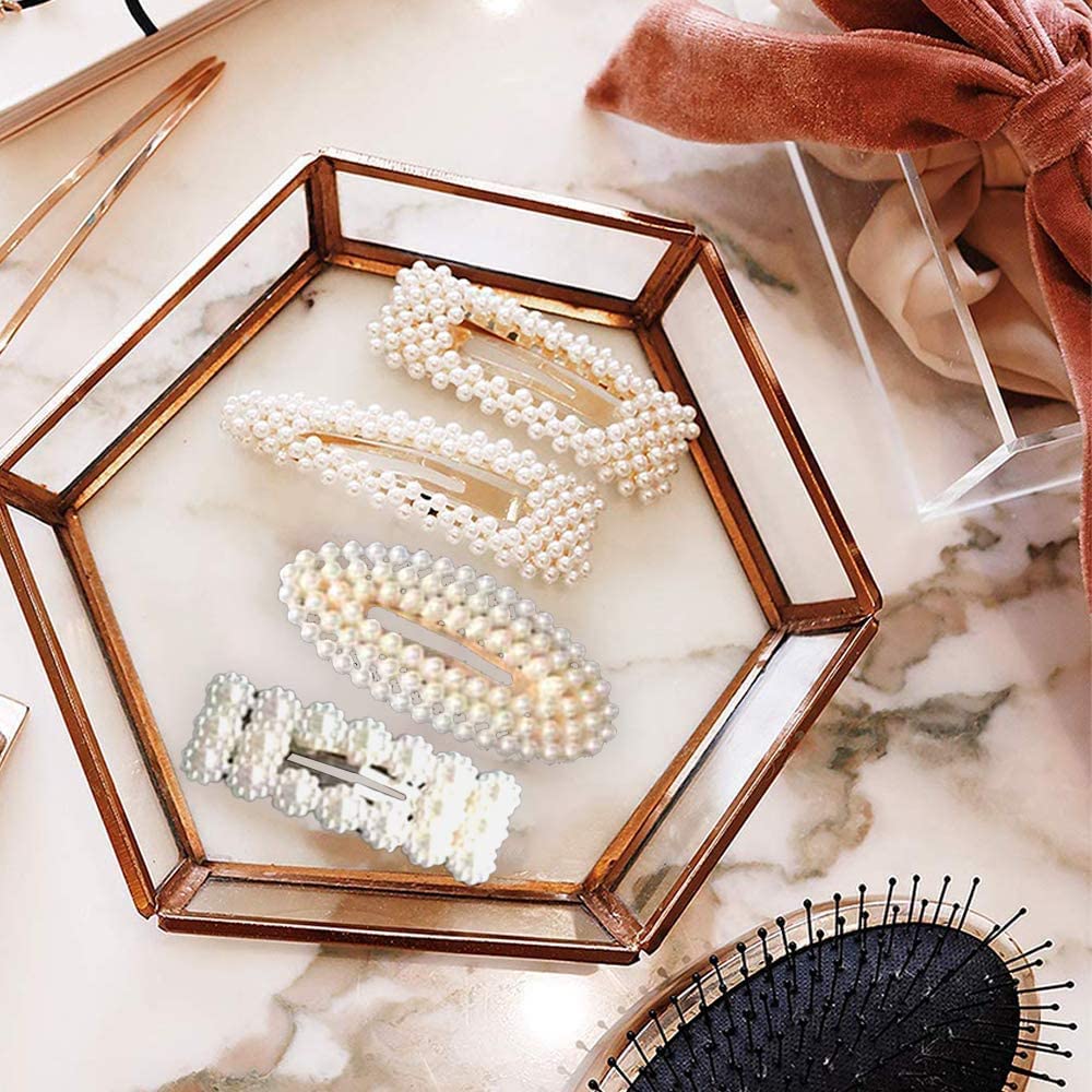 Korean Style DIVERSA Artificial Pearl Hair Clips - Set of 12 White Pearl Hair Pins & Barrettes for Women & Girls | Fashion Hair Accessories for Weddings, Parties & Daily Use