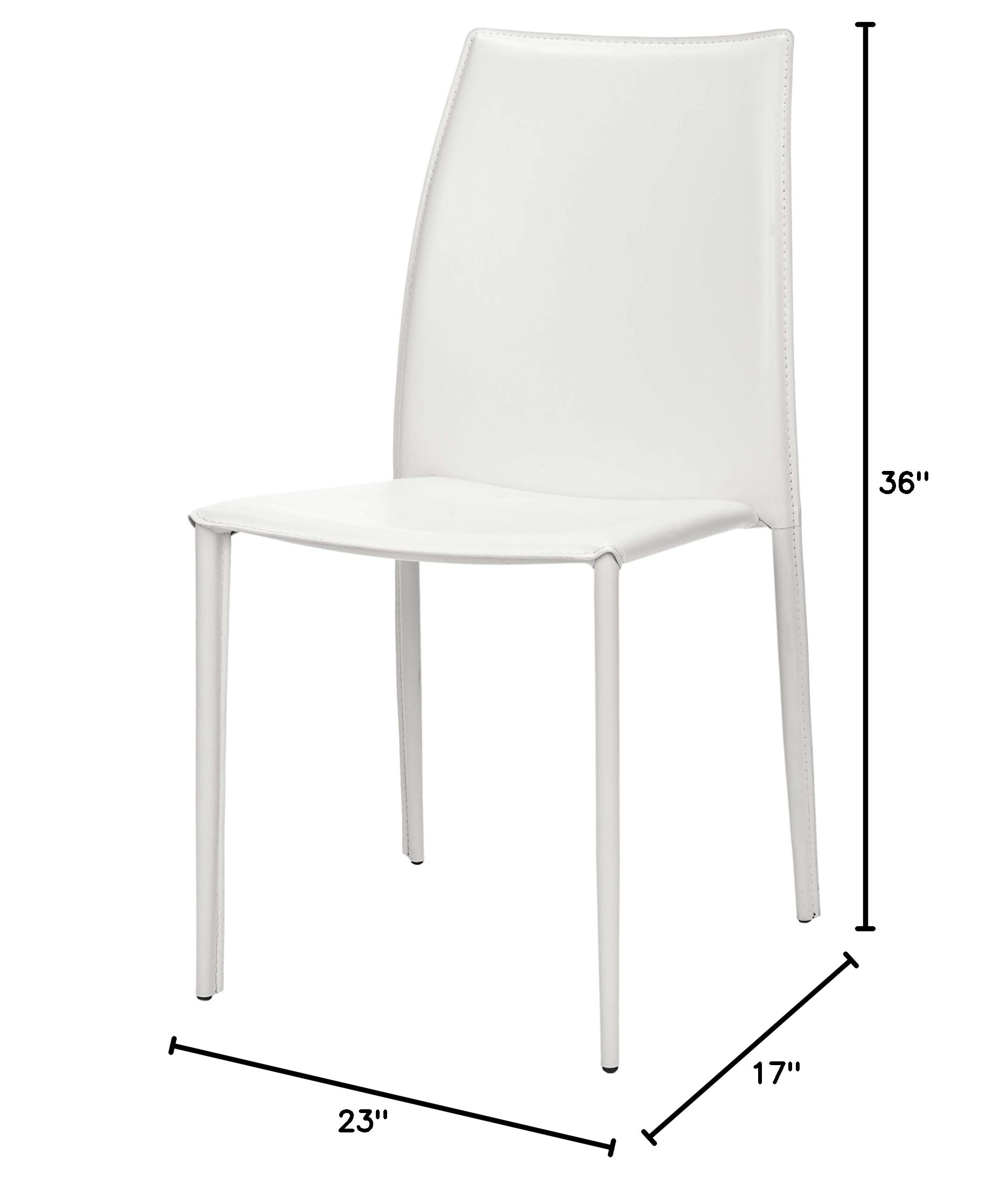 Safevieh Aidan White Vinyl Dining Chairs Set of 2 - Modern Kitchen & Dining Room Furniture for Home & Restaurant Use