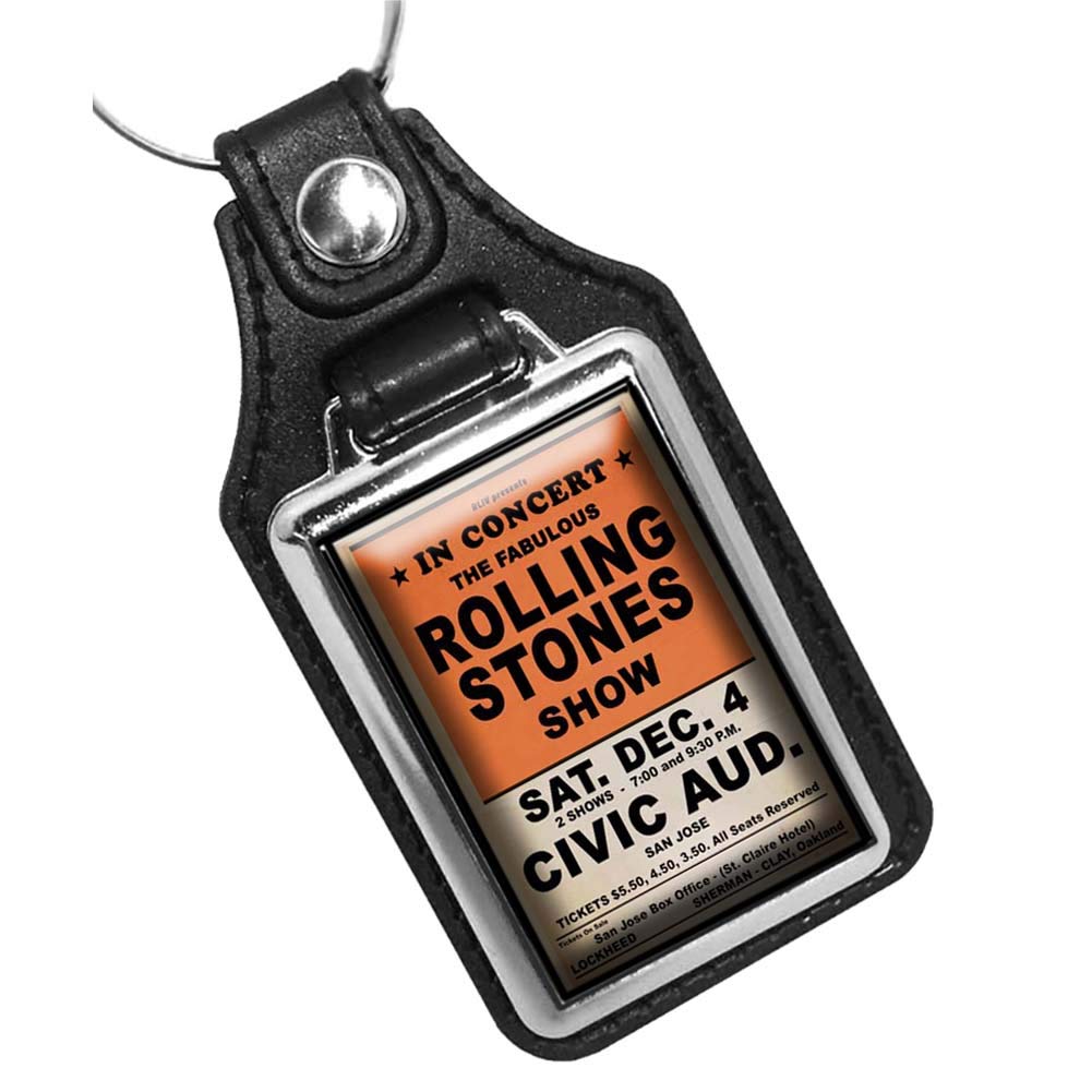 Vintage 1960s Rolling Stones Concert Poster Design Keychain - Heavy Duty Metal Key Holder Keyring for Men & Women - Perfect for Car Keys, House Keys & Gift Giving