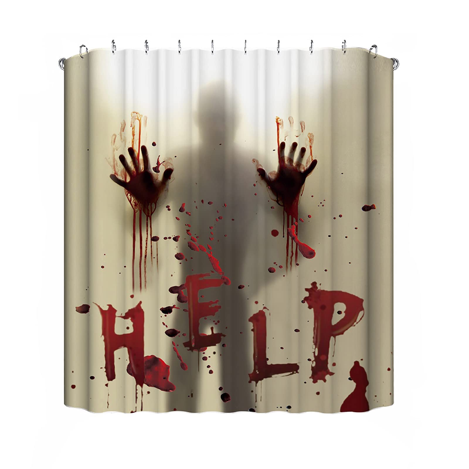 Scary Halloween Shower Curtain - Waterproof Polyester Fabric with Hooks for Bathroom Decor | Perfect for Spooky Themed Bathrooms & Halloween Party Decorations