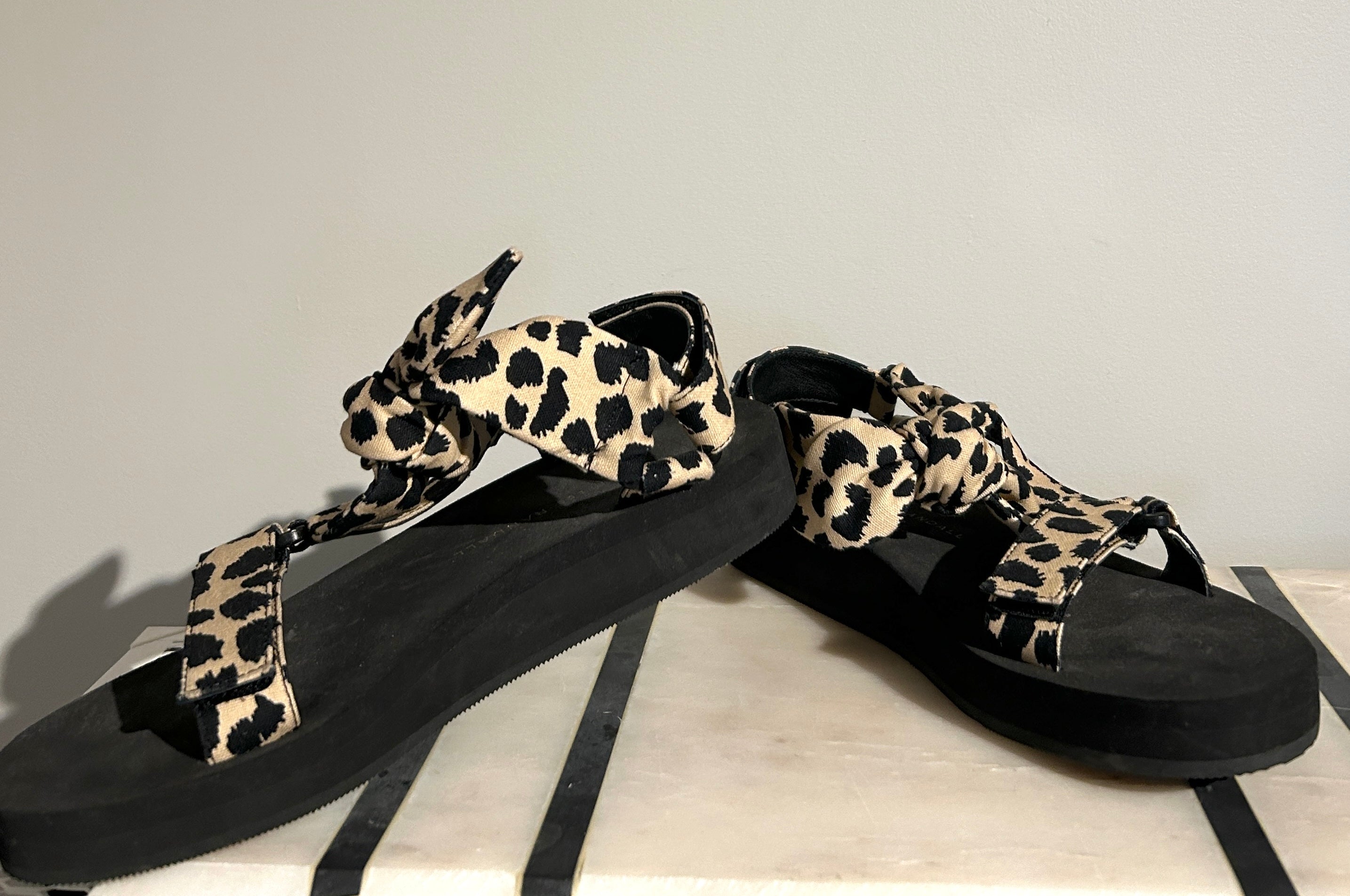 Loeffler Randall Animal Print Sandals for Women Size 7.5 | Fashionable Leopard Print Summer Slides - Perfect for Beach, Vacation & Casual Outings