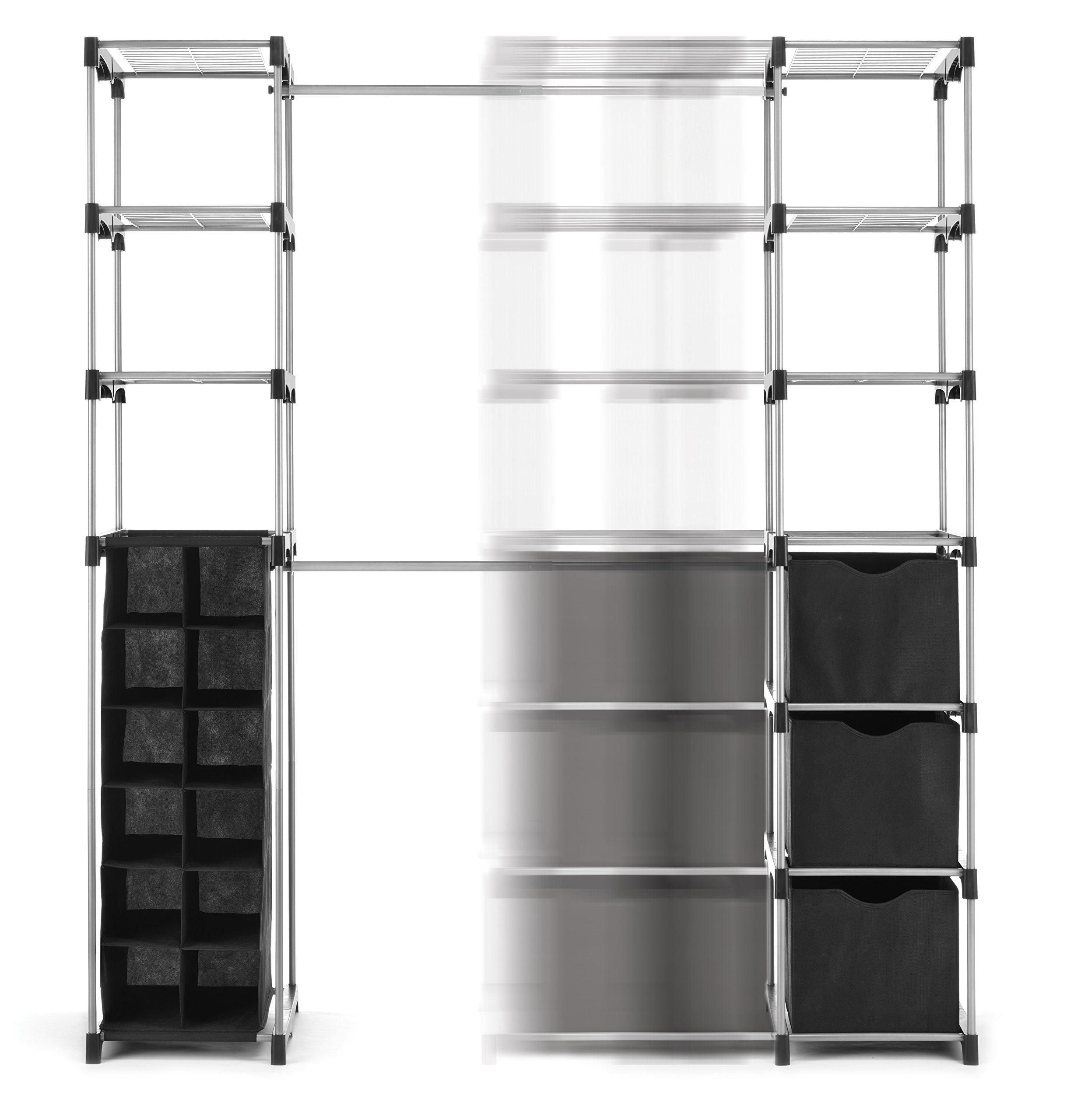 Whitmor Deluxe Double Rod Adjustable Closet Organizer System - Space Saving Wardrobe Storage Solution for Bedroom, Closet & Home Organization