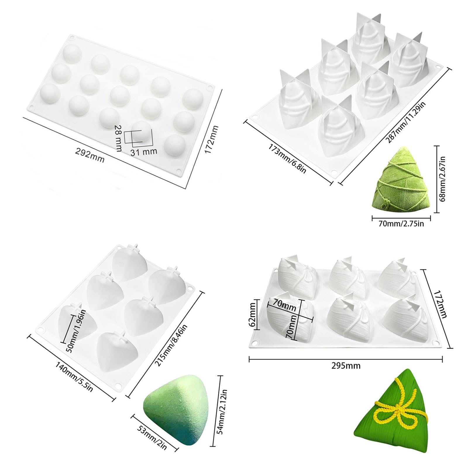 6Pcs Bamboo Zongzi Molds - Easy-to-Use Dumpling & Cake Making Trays for Desserts | Perfect for Asian Cooking, Family Gatherings & Holiday Celebrations