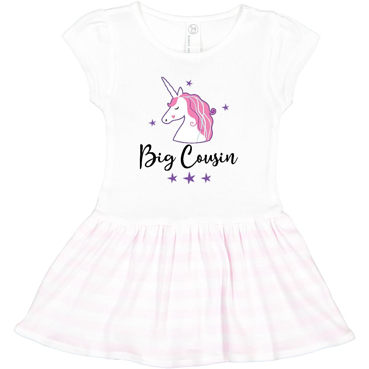 Inktastic Big Cousin Unicorn Announcement Toddler Dress - Adorable Unicorn Print Baby Girl Dress for Sibling Announcement, Birthday & Family Photos