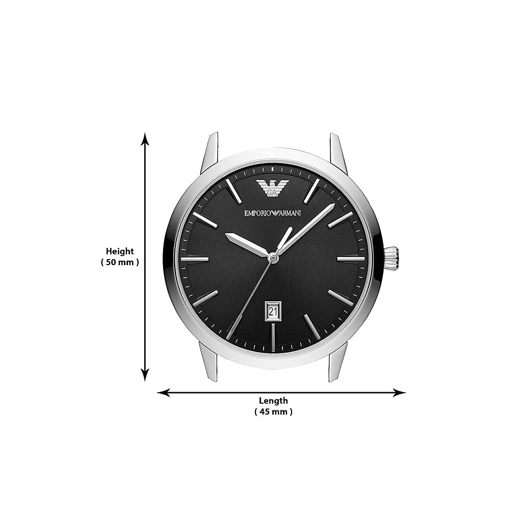 Emporio Armani Men's Stainless Steel Watch with Three-Hand Date Display - 43mm Case - Perfect for Business, Casual & Formal Occasions