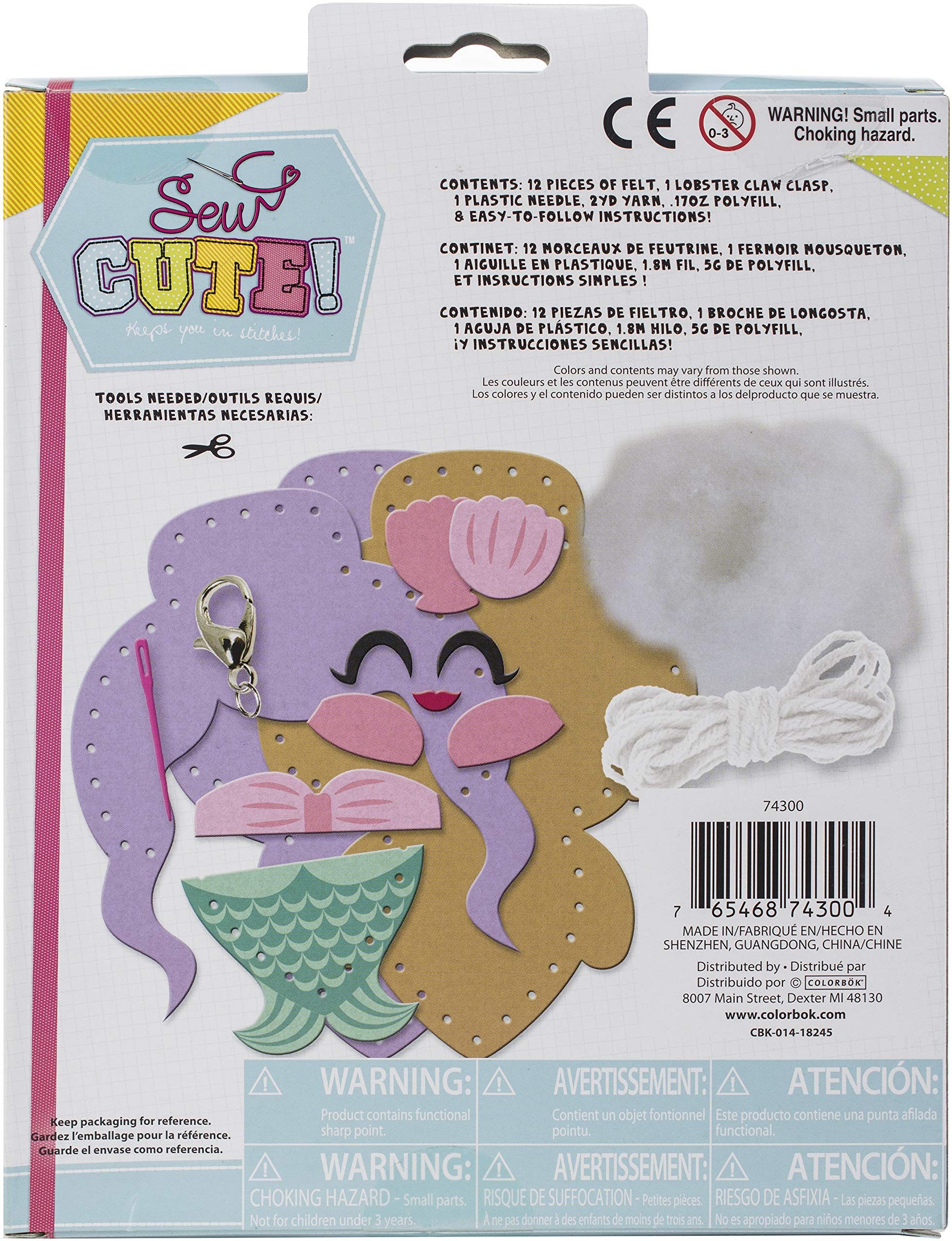 Colorbok Sew Cute Mini Mermaid Craft Kit - Multi-Colored DIY Sewing Project for Kids - Perfect for Birthday Parties, Arts & Crafts, and Creative Play