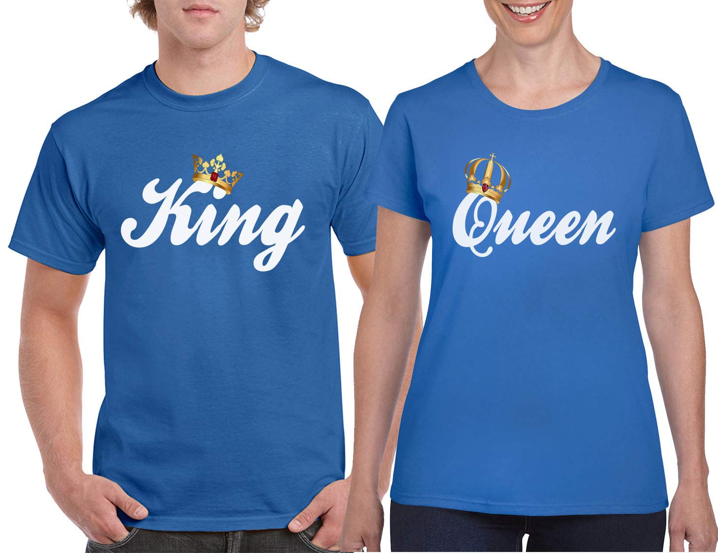 King & Queen Matching Couple T-Shirts Set - His and Her Love Tees for Valentine's Day, Anniversary & Romantic Date Nights