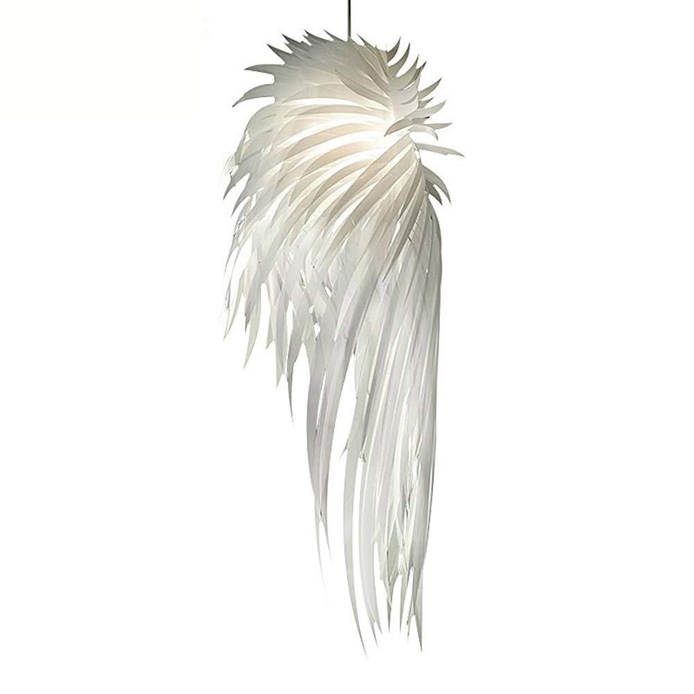 Modern IRACUS DIY PVC Feather Wing Pendant Light - Acrylic Chandelier for Dining Room, Bedroom, Study, Balcony & Hallway - Elegant White Ceiling Fixture (Perfect for Home Decor & Ambient Lighting)
