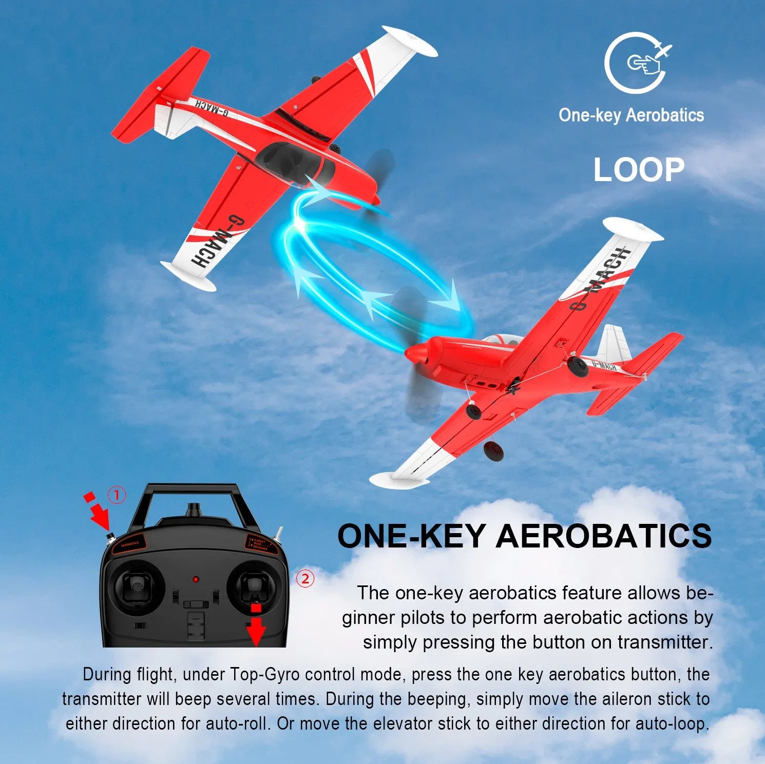 TOP RC HOBBY SF260 Mini Airplane - 450MM Wingspan, 6-Axis Gyro, One-Key Takeoff - Perfect for Beginners & Outdoor RC Flying Enthusiasts