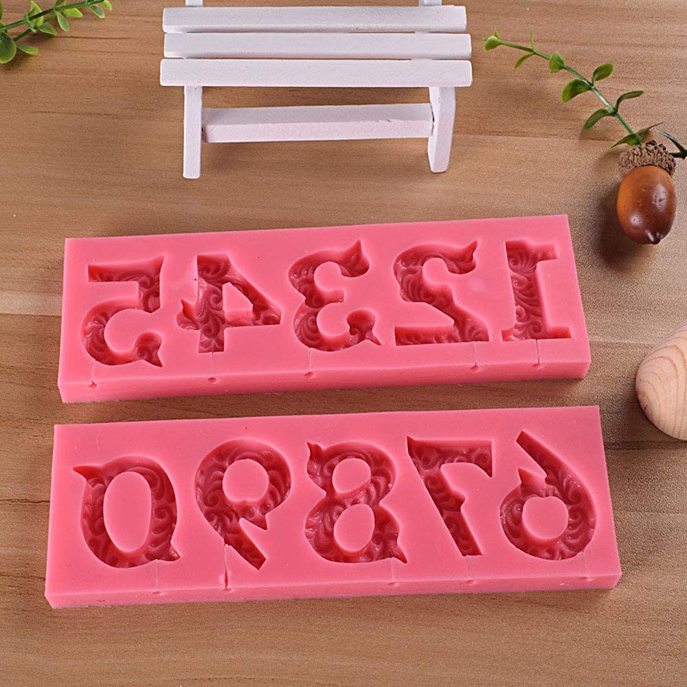 0-9 3D Embossed Silicone Number Molds Set with Stick Hole for DIY Baking - Fondant, Chocolate, Candy, Lollipop, Soap, Cupcake Decorations | Perfect for Birthday Cakes, Desserts, Ice Cubes, Clay Crafts & Plaster Projects