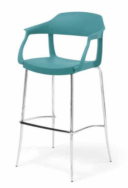 Evo Counter Stool with Arms by Green - Modern Bar Stool for Kitchen Island, Breakfast Nook & Home Bar - Comfortable Swivel Seat with Back Support
