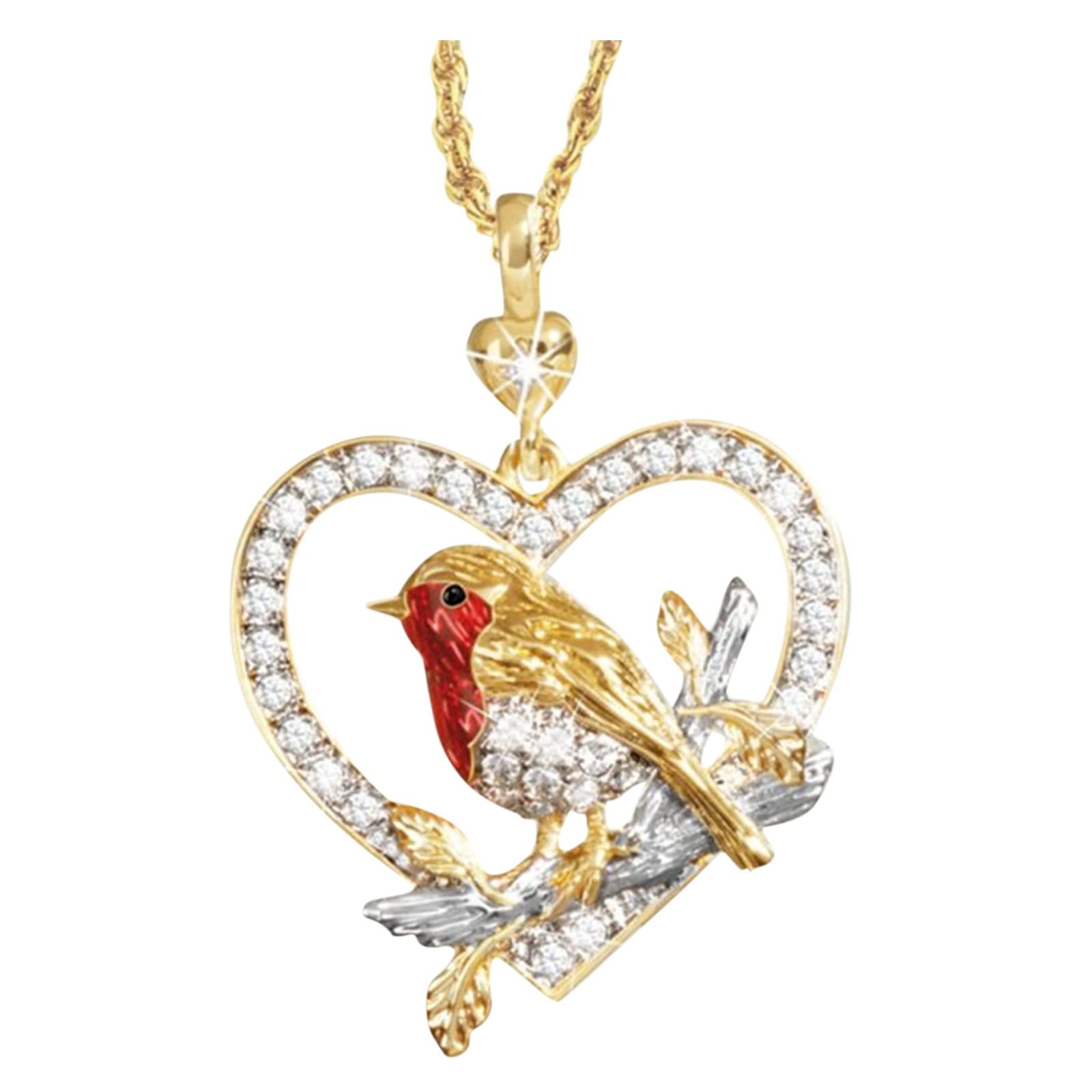 Cardinal Red Bird Heart Necklace - Cubic Zirconia Memorial Pendant for Loved Ones | Sympathy Gift for Loss, Bereavement & Remembrance | Perfect for Funeral, Memorial Service & Comforting Grieving Friends