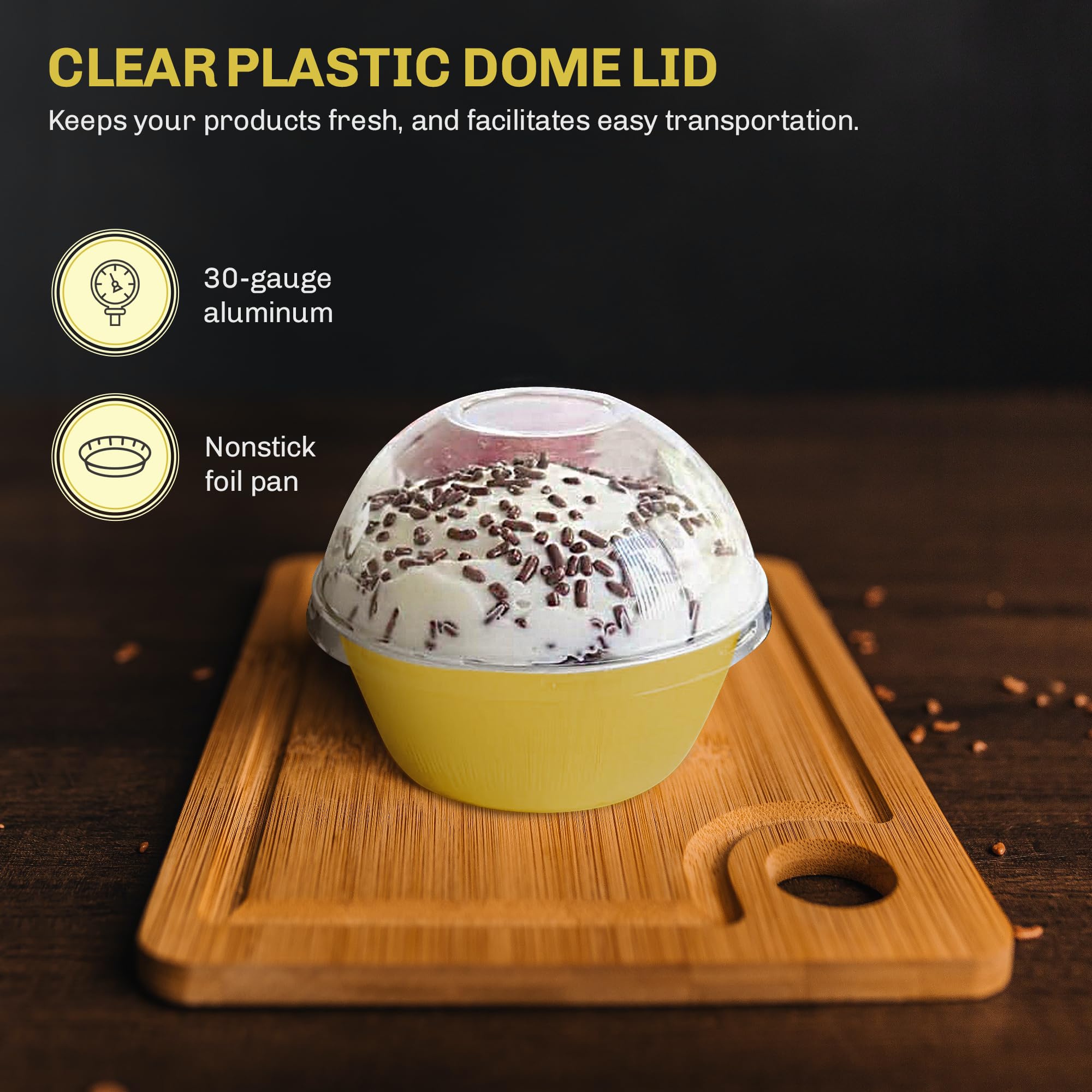 KitchenDance 4oz Disposable Aluminum Baking Cups with Dome Lids - 1000 Pack Brown Colored Foil Pans for Creme Brulee, Flan, Cupcakes - Perfect for Baking, Cooking & Meal Prep - Ideal for Home Kitchens, Bakeries & Catering Events