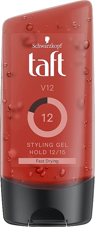Schwarzkopf Taft Power V12 Strong Hold Hair Styling Gel for Men - Perfect for Spiky, Textured, and Defined Hairstyles - Gym, Work, and Everyday Use