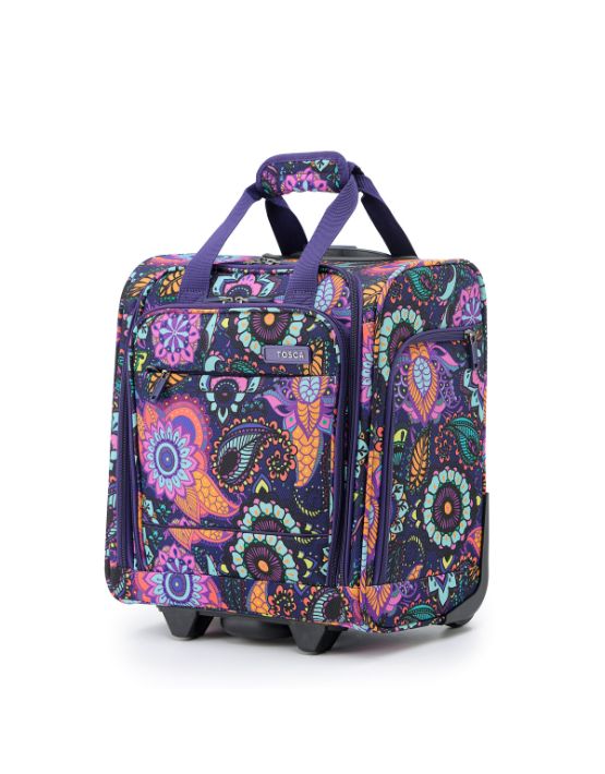 Tosca AIR5055 Underseat Trolley Case - Lightweight Carry-On Luggage with Paisley Design for Air Travel & Weekend Getaways