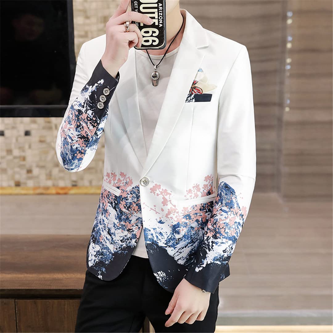 Korean Style Men's Printed Suit Jacket - Spring & Autumn Fashion Casual Blazer for Youth | Office, Dating & Party Wear