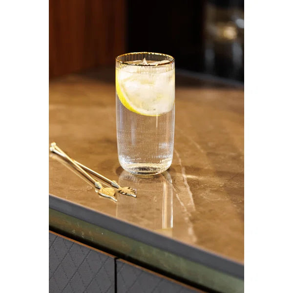 Premium Mikasa Sorrento 4-Piece Crystal Highball Glass Set - 17oz (510ml) Elegant Drinking Glasses for Cocktails, Whiskey, Iced Tea & Entertaining at Home