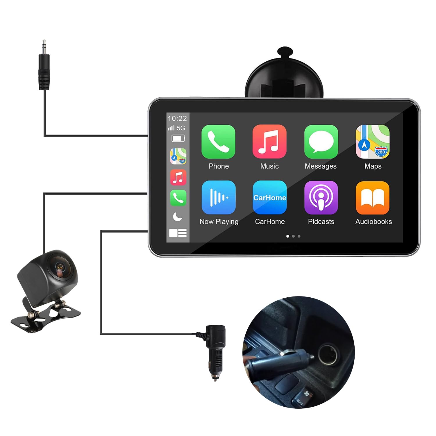 B-Qtech 7 Inch Double Din Car Stereo with Apple CarPlay & Android Auto - Wireless Touch Screen Car Radio Receiver with Backup Camera, Bluetooth, GPS, FM, AUX & Mirror Link | Perfect for Road Trips, Commuting & Hands-Free Driving