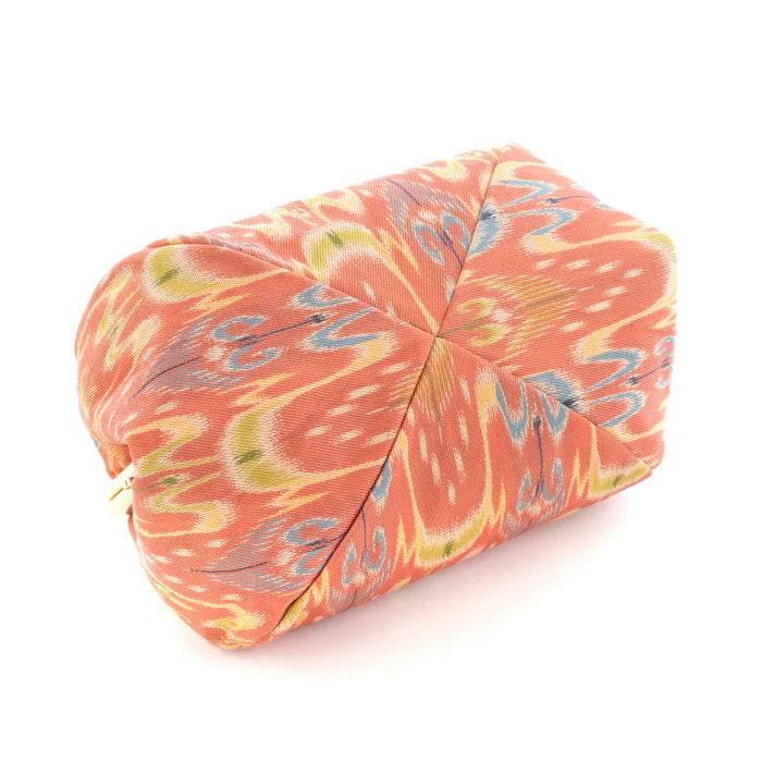 Authentic Japanese Nishijin Small Pouch - Kyoto Made Kasuri Pattern Cosmetic & Makeup Bag | Gamaguchi Style Travel Toiletry Organizer, Stationery Pouch & Bag-in-Bag for Women's Essentials | Perfect for Daily Use, Gift Giving & Japanese Culture Lovers
