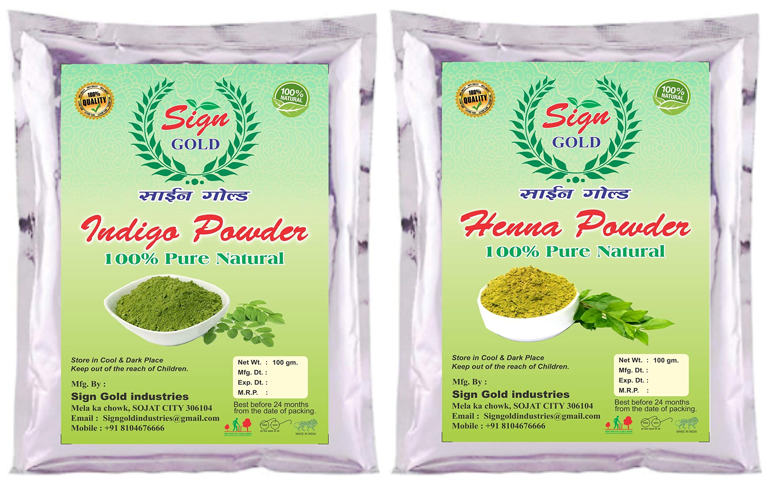 100% Natural Henna & Indigo Powder for Hair - 300g (3x100g Pack) - Organic Herbal Hair Dye for Gray Coverage, Conditioning Treatment - Perfect for DIY Hair Coloring at Home & Salon Use