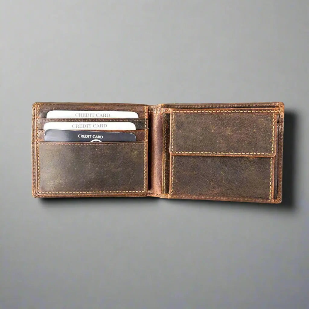 Premium MET Men's Genuine Leather Wallet with RFID Protection & Coin Pocket - Slim Bifold Wallet for Everyday Carry, Travel & Business Use