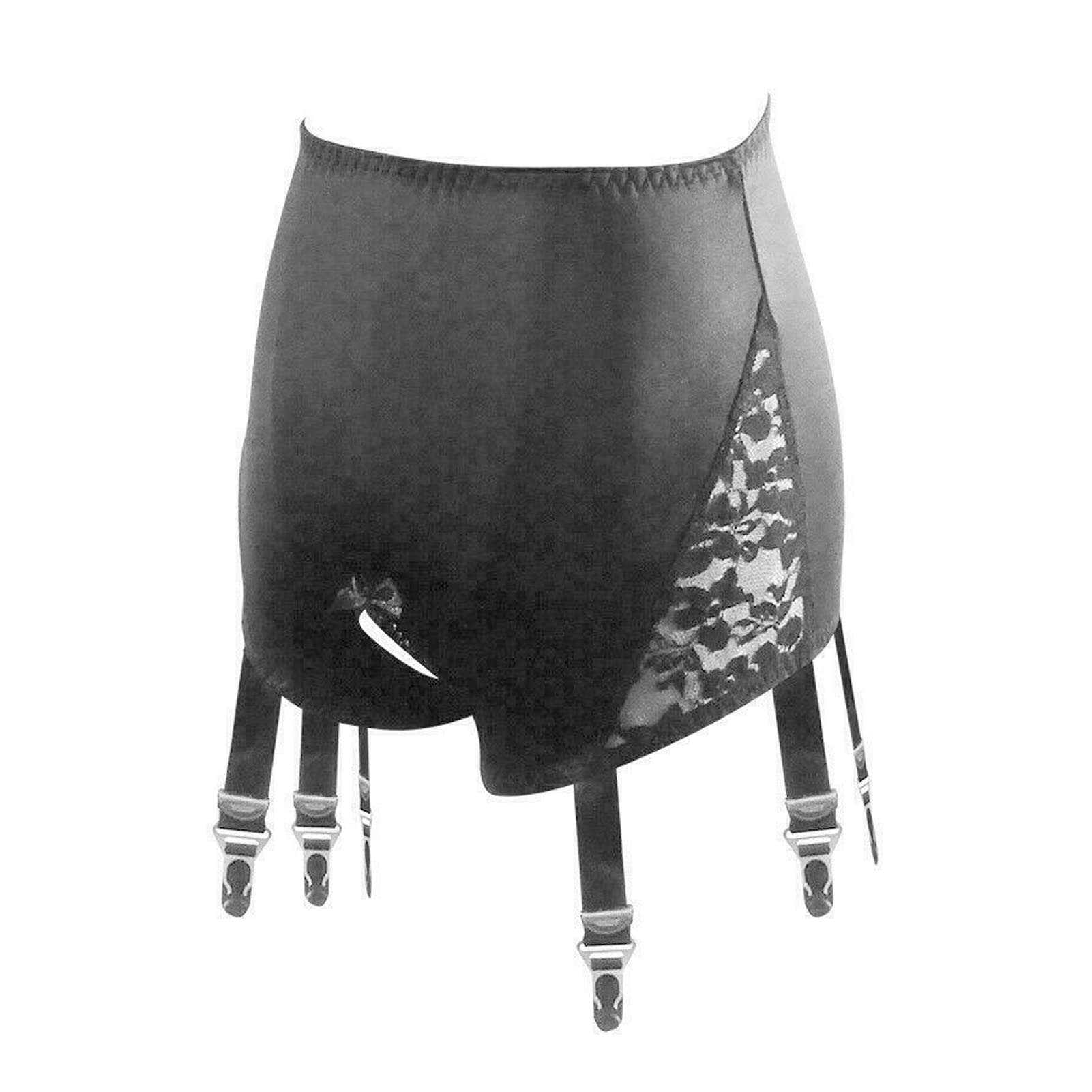 Leesuo Women's Sexy Sheer Nylon Lace Garter Belt with 6 Adjustable Straps & Metal Clips for Stockings - Perfect for Bridal Lingerie, Boudoir Photography and Romantic Nights