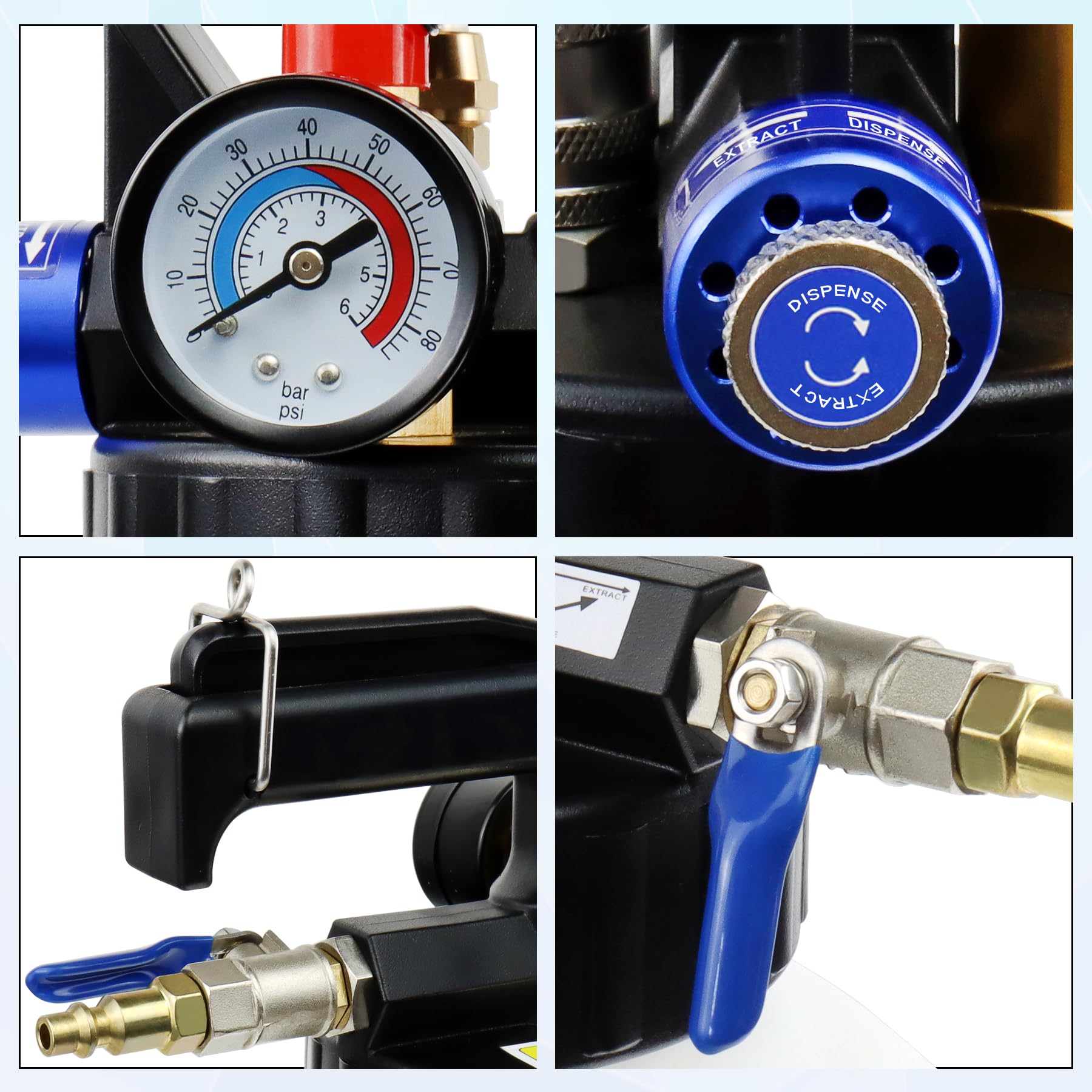JoyFans 10L Pneumatic Transmission Fluid Pump - Oil Extractor and Dispenser Tool Kit with 15PCS ATF Adapters for Garage, Shop & Vehicles - Ideal for Gearbox Oil Transfer, Refilling and Evacuation - Perfect for DIY Car Maintenance, Fleet Servicing and Professional Automotive Workshops