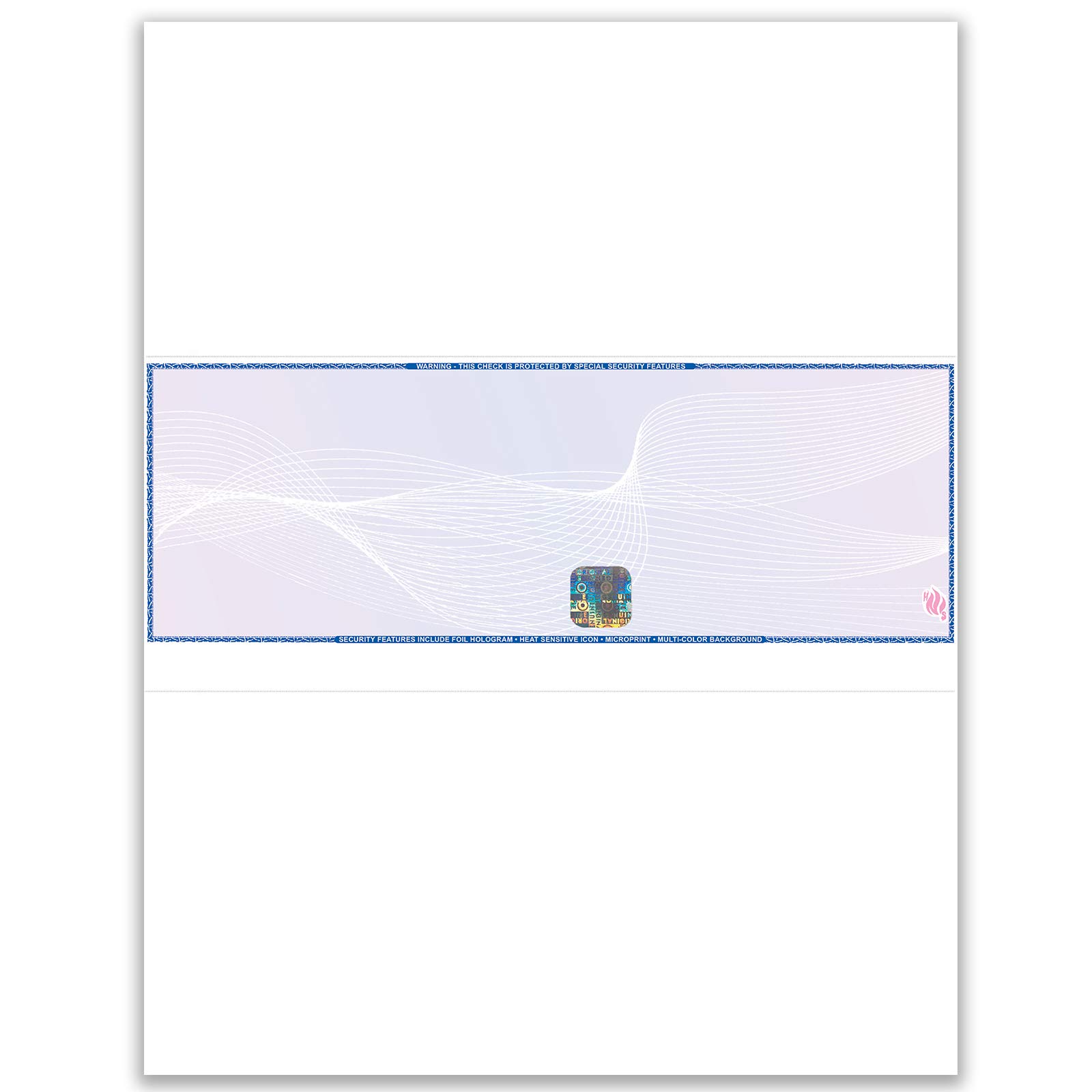 EZ Checks Premium Blank Hologram High Security Laser Check Stock | 500 Sheets | Blue/Maroon | Middle Check Design | Secure Business Banking & Payroll Checks