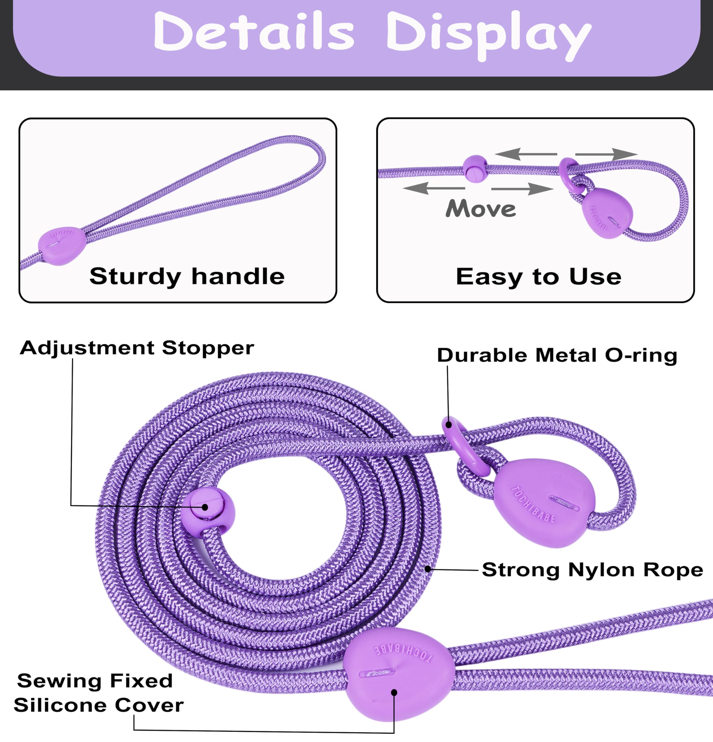 6FT No Pull Slip Lead Dog Leash - Lightweight Training Leash for Small & Medium Dogs | Adjustable Slip Collar for Walking, Training & Outdoor Activities (Purple)