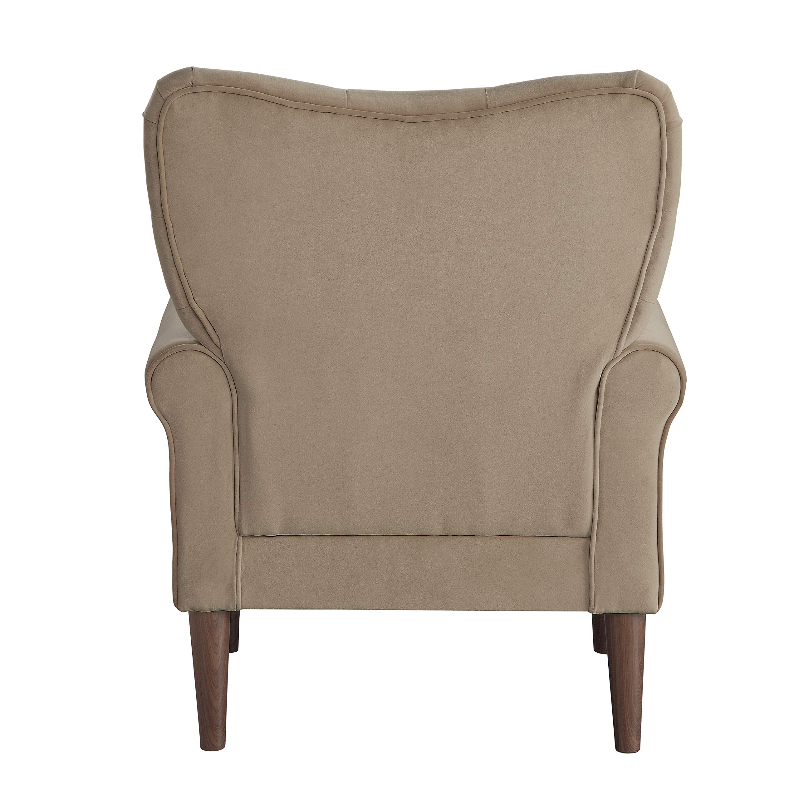 Lexicon Braylee Velvet Accent Chair - Soft Brown Upholstered Lounge Chair for Living Room, Bedroom & Office - Modern Comfortable Seating Furniture for Home Decor