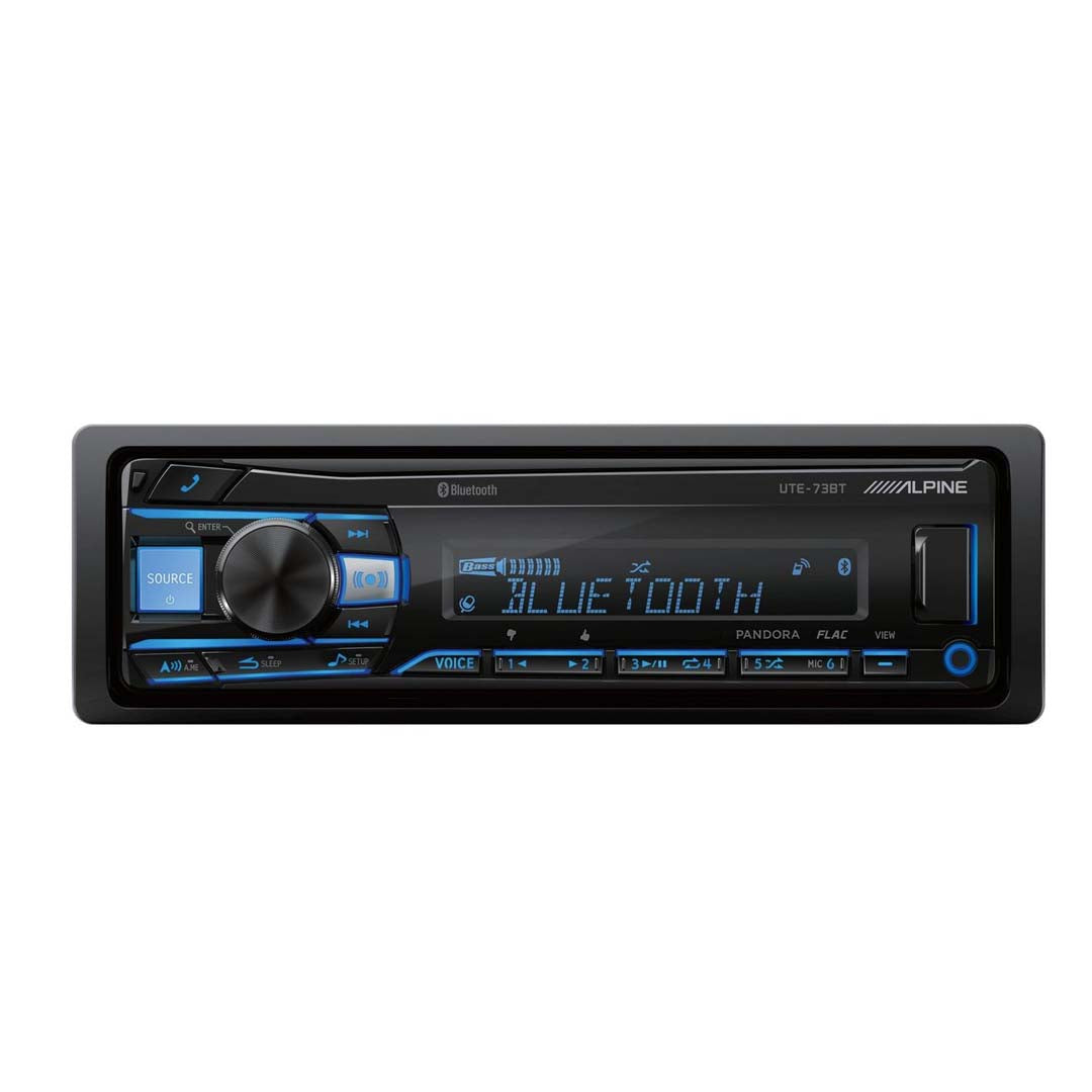 Alpine UTE 73BT Single DIN Car Stereo with Bluetooth, USB, Aux Input - Digital Media Receiver for Hands-Free Calling & Music Streaming - Perfect for Truck, SUV, and Car Audio Upgrades