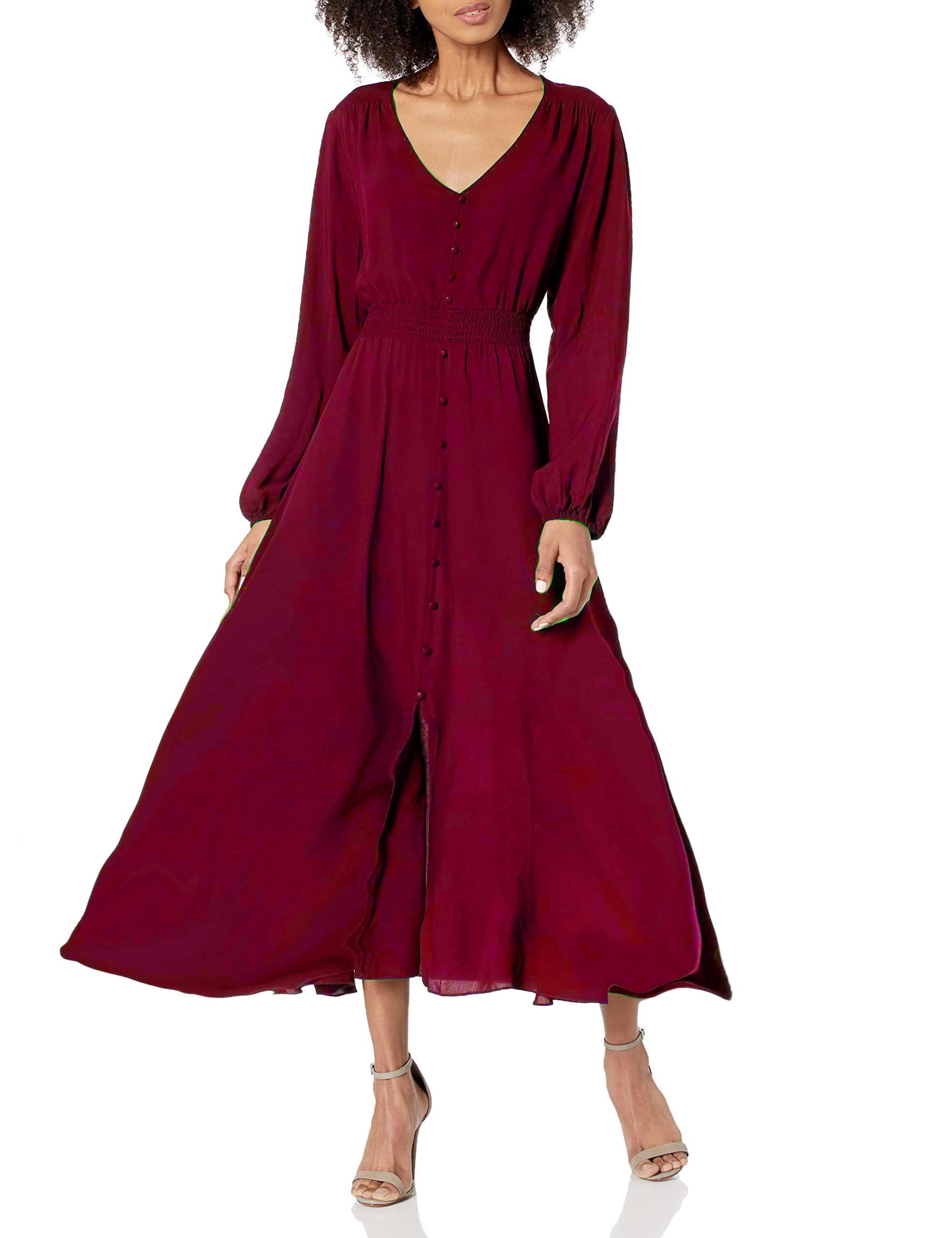 MIAMINE Women's Floral Print V-Neck Maxi Dress with Pockets & Side Slit - Casual Button Up Long Dress for Spring Fall Parties, Weddings & Beach Vacations