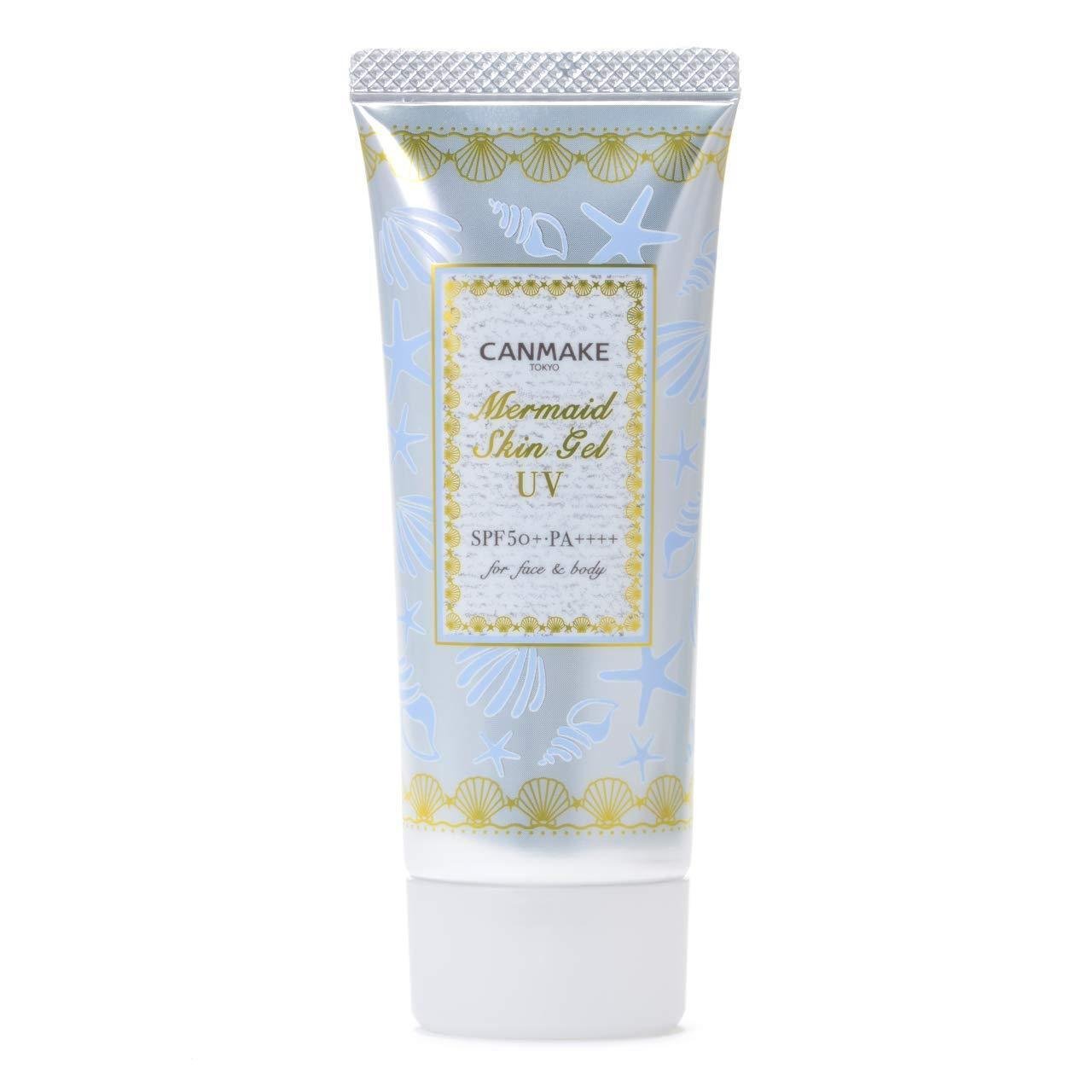 Canmake Mermaid Skin Gel UV White 02 SPF50+ PA++++ 40g - Japanese Sunscreen for Face, Whitening & Moisturizing, Perfect for Daily Use & Outdoor Activities