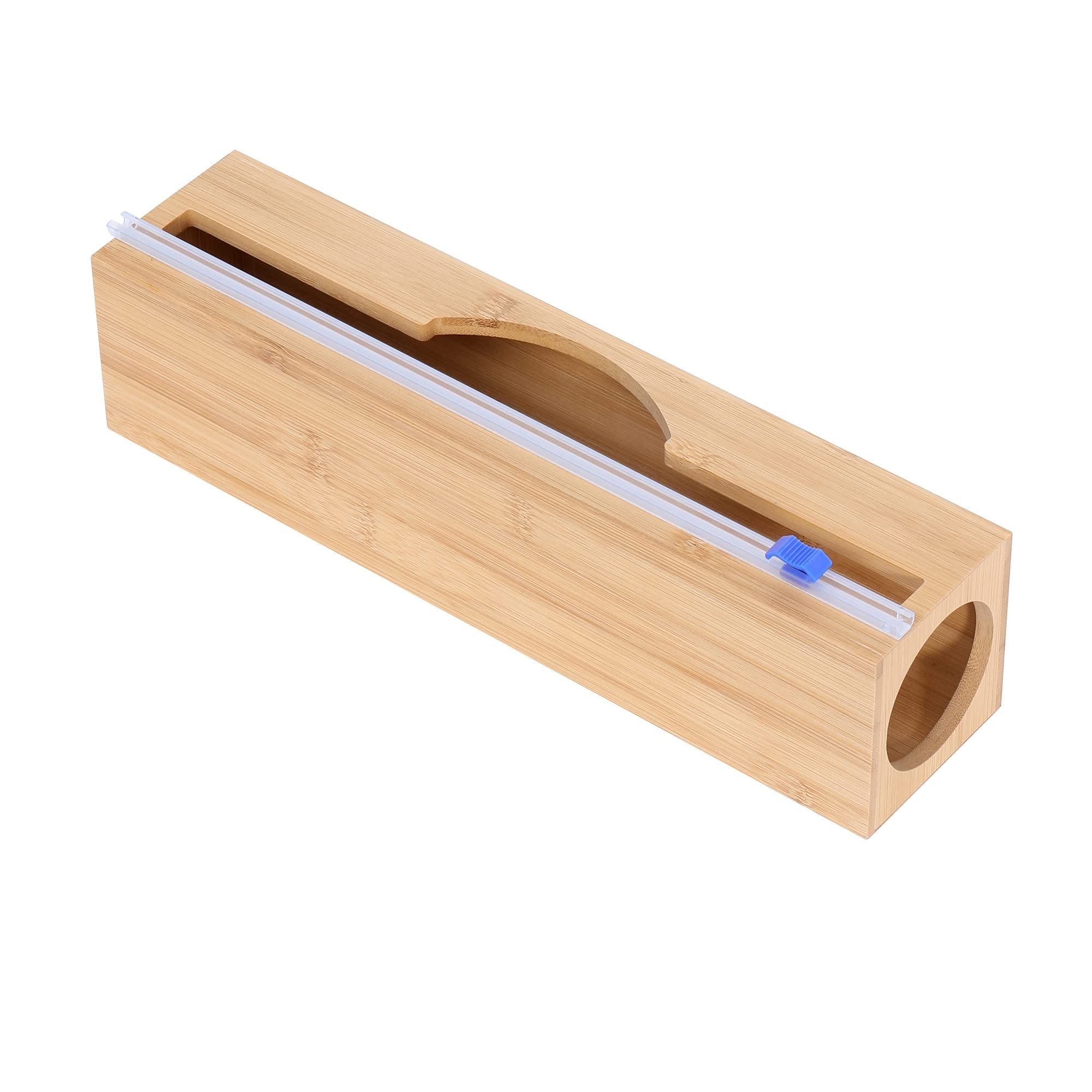 QRQ Refillable Plastic Wrap Dispenser with Built-in Cutter - Wooden Cling Film, Aluminum Foil & Wax Paper Organizer for Kitchen Storage | Perfect for Food Prep, Leftovers & Baking Needs