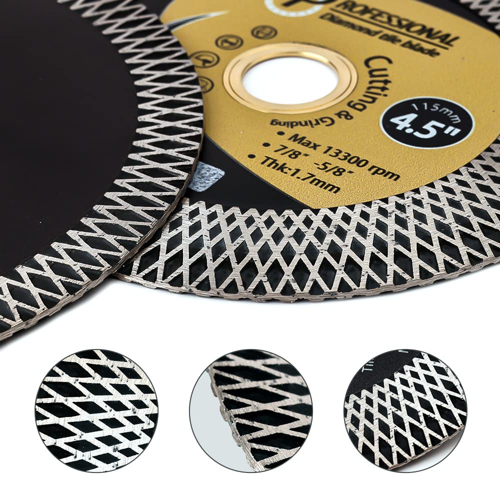 2-Pack 4.5 Inch Super Tile Blade - Diamond Porcelain Cutting Disc for Granite, Marble, Ceramic & Porcelain Tiles - Wet/Dry Grinding Wheel - Perfect for DIY Home Renovation & Professional Tile Installation