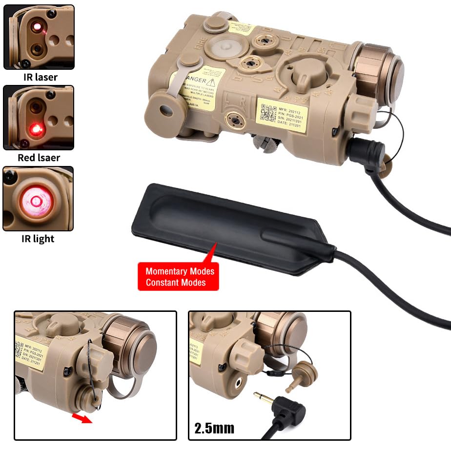 Tactical Red/Green Laser Sight with IR Light Illuminator - Night Vision Flashlight & IR Laser Combo | L3-NAGL Plastic Box Laser Sights | Pressure Switch (Constant/Momentary Modes) for 20mm Rail | Perfect for Hunting, Airsoft, and Tactical Operations