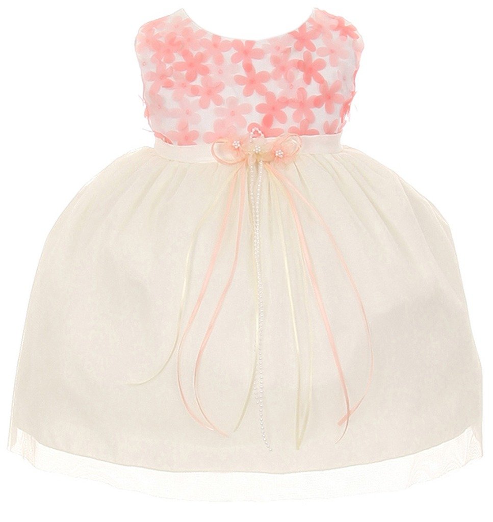 iGirlDress Baby Girls' Petal Bodice Chiffon Flower Girl Dress - Elegant Baptism, Wedding & Party Outfit for Infants 6-24 Months (6mos-24mos) - Perfect for Special Occasions, Photo Shoots & First Birthday Celebrations