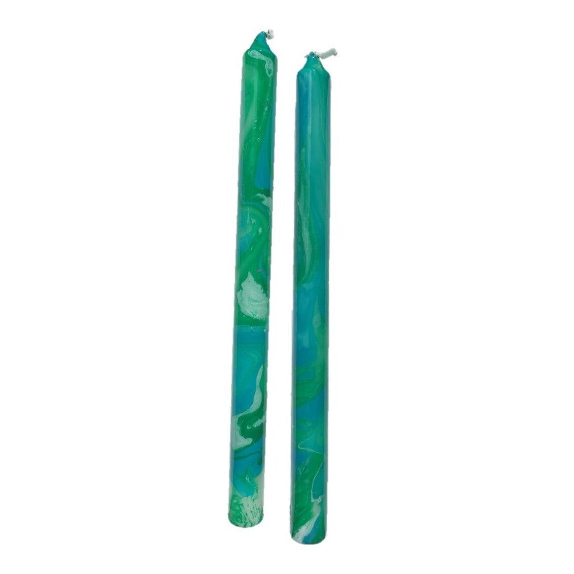 Premium Marbled Taper Candles Set of 2 - Emerald Green Hand-Dipped Candles for Dining Table, Wedding Centerpieces & Romantic Home Decor