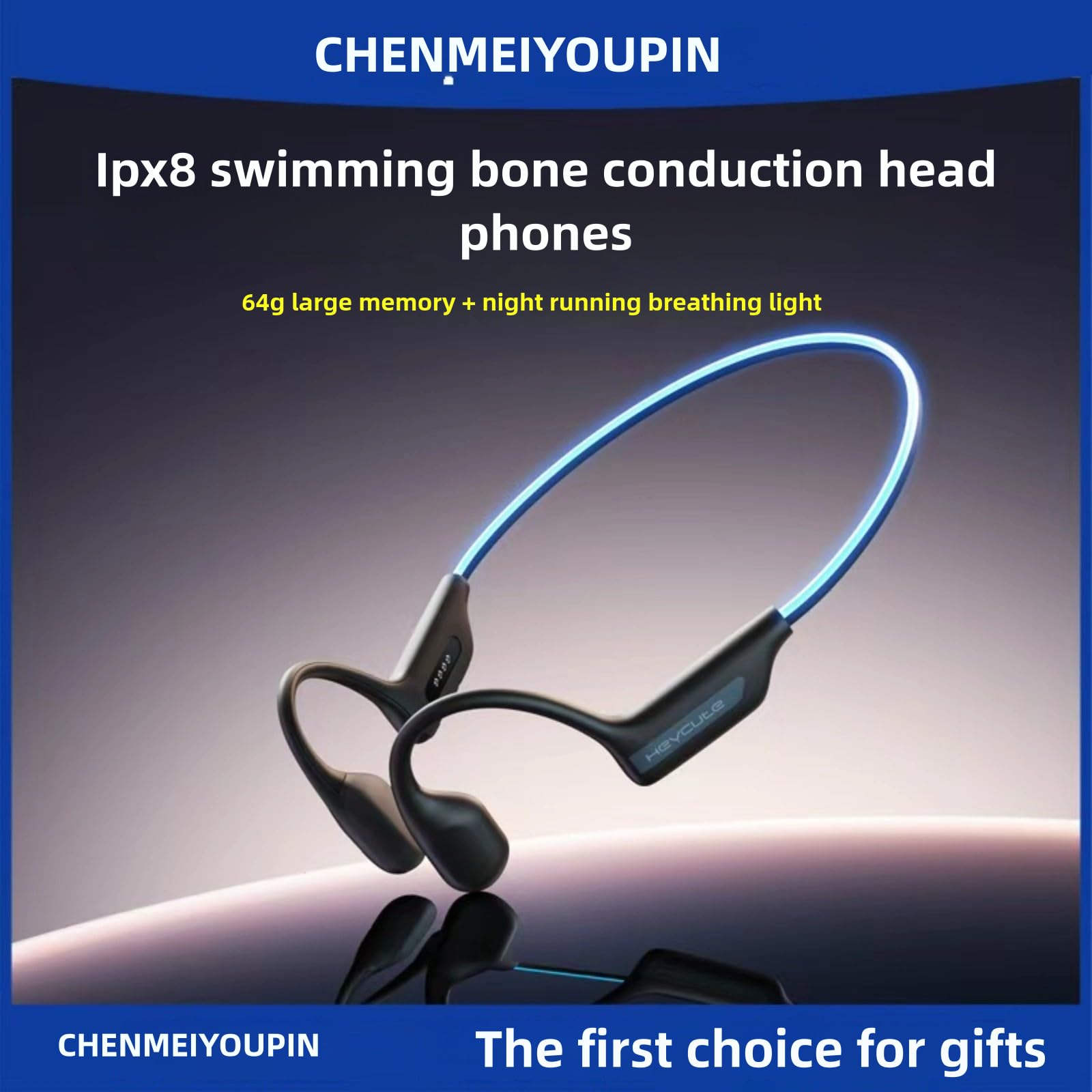 **Wireless Bone Conduction Swim Headphones – Bluetooth 6.0, IPX8 Waterproof (30M), Open Ear Design, Built-in 64GB Memory & Mic with Breathing Light – Perfect for Swimming, Running, and Outdoor Sports**