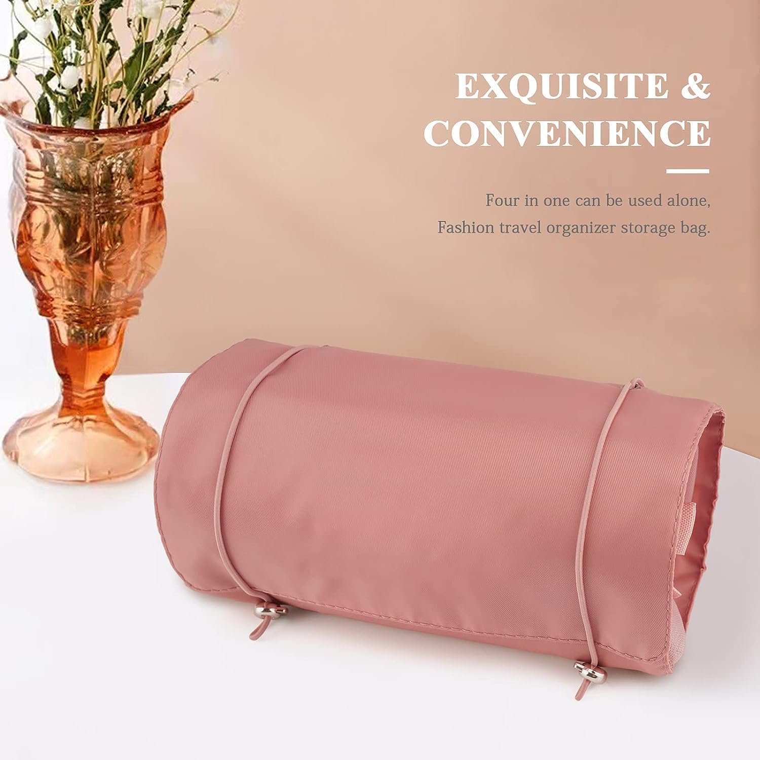 BIRZAR 4-in-1 Folding Travel Toiletry Bag & Makeup Organizer | Waterproof Cosmetic Pouch for Women | Portable Detachable Hanging Case | Perfect for Travel, Gym, and Daily Use