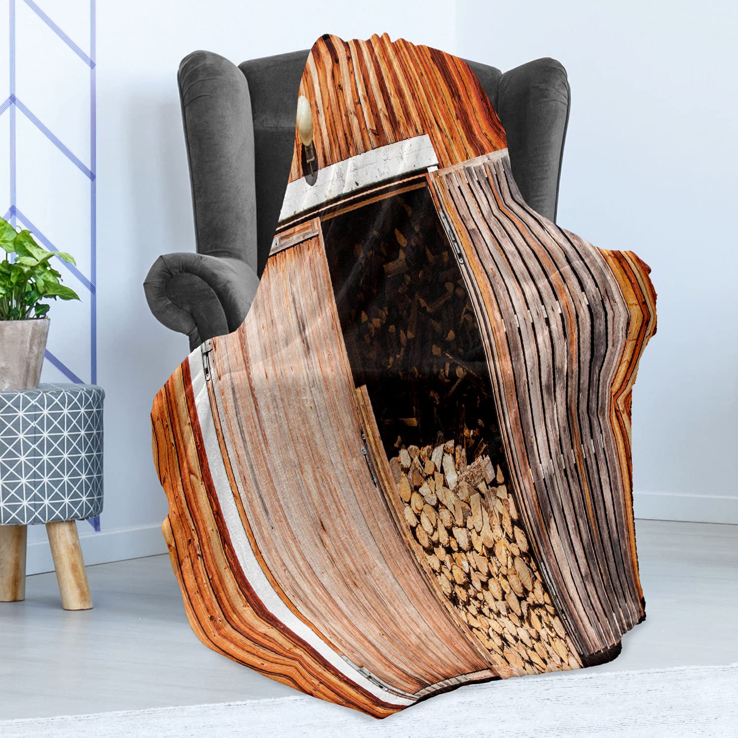 Ambesonne Rustic Throw Blanket - Soft Flannel Fleece Accent Blanket for Couch, Sofa & Bed - 50