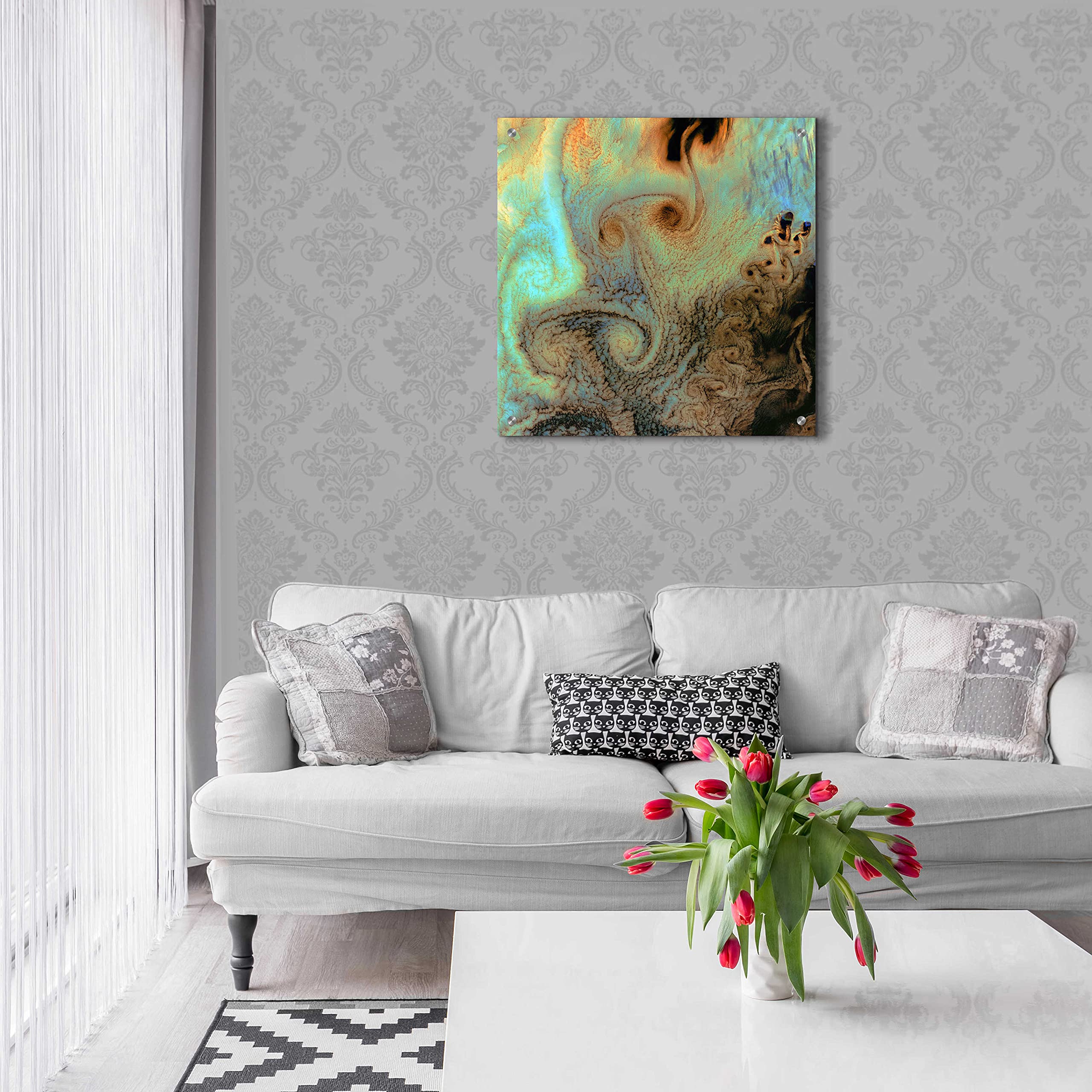 Earth as Art: Von Karman Vortices Acrylic Glass Wall Decor - 24x24 Inch Modern Abstract Art Print for Living Room, Office & Bedroom