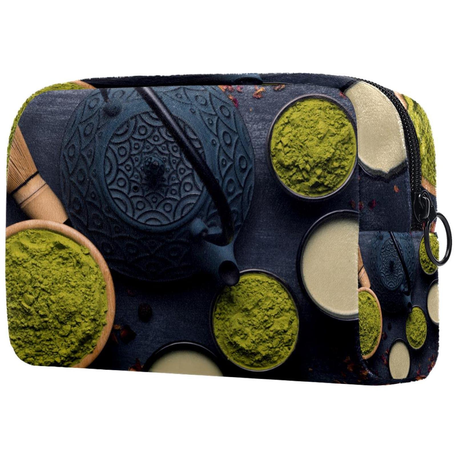 Japanese Tea Ceremony Cosmetic Bag - Women's Roomy Travel Toiletry Pouch for Makeup & Skincare