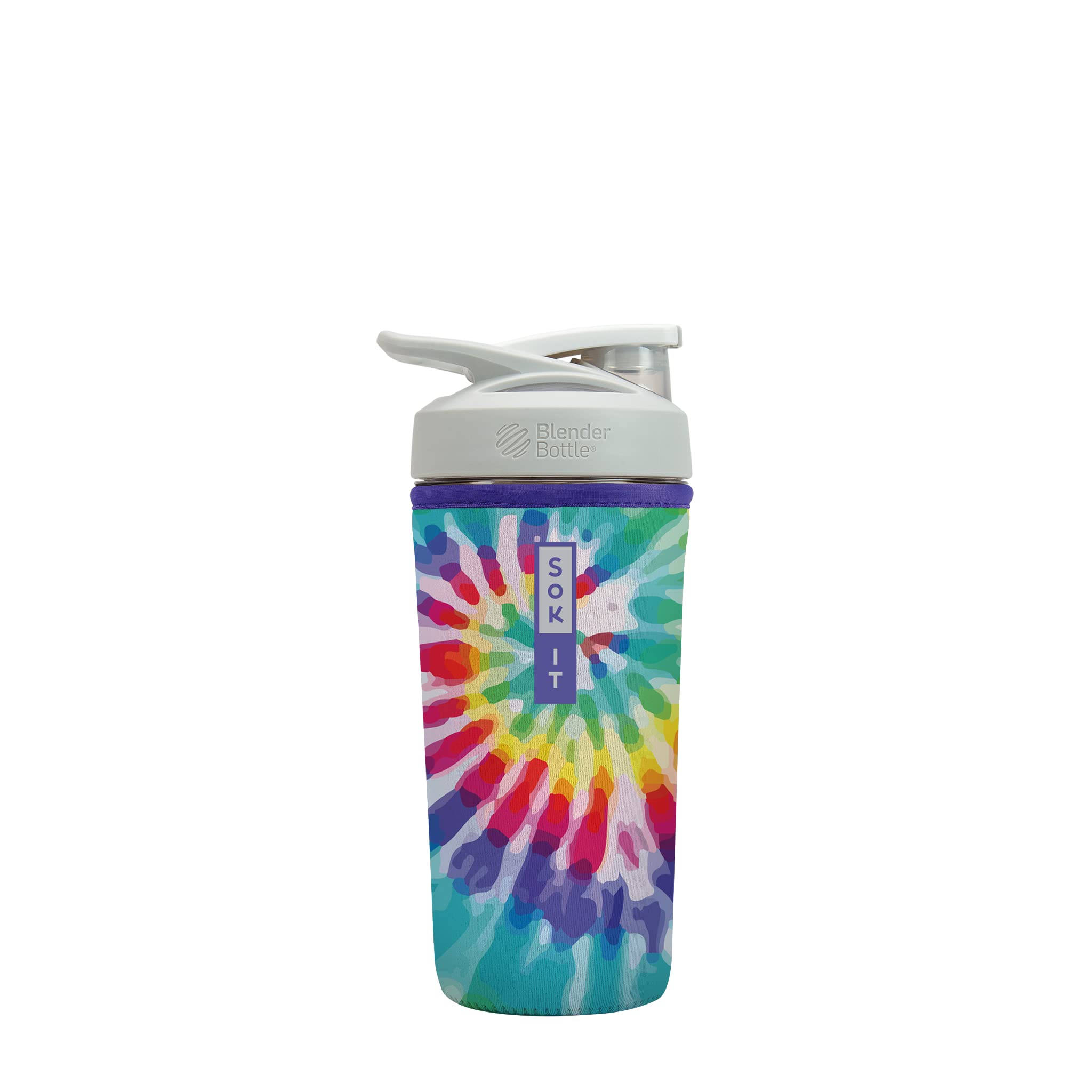 Insulated Neoprene Protein Shaker Bottle Cover - Rainbow Tie Dye Sleeve for 28oz Blenders | Leak-Proof & Sweat-Resistant | Perfect for Gym, Workouts & Sports