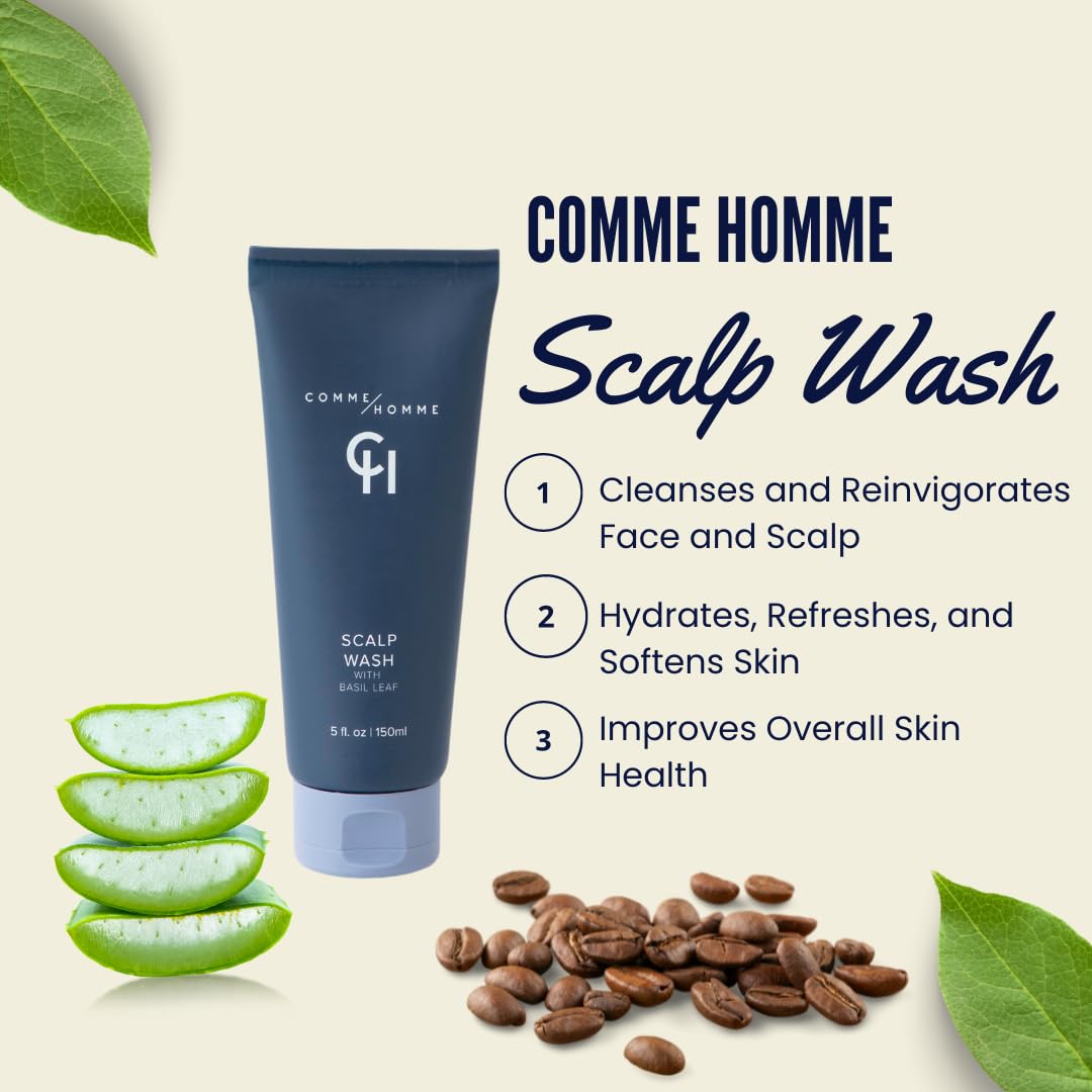 Comme Homme Hydrating Scalp Wash for Bald Men - Moisturizing & Cleansing Face & Scalp Treatment, 5 Fl Oz - Ideal for Daily Skincare & Post-Shave Hydration