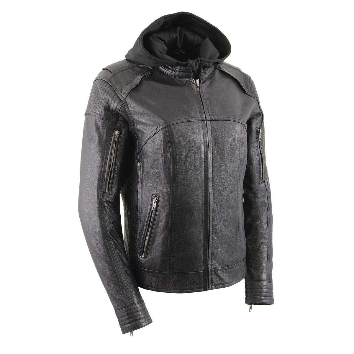 Milwaukee Leather Women's Vented Racer Jacket with Removable Hood - MLL2501 | Motorcycle Riding Jacket for Women | Perfect for Biking, Outdoor Adventures & Casual Wear