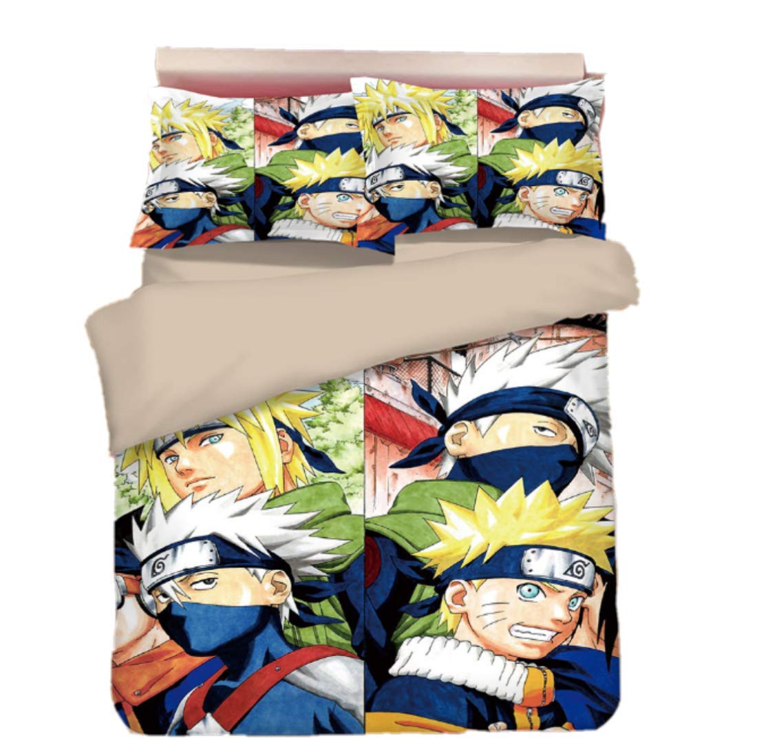 Anime Naruto Bedding Set 3-Piece Duvet Cover with Pillowcases - Soft Printed Bedclothes Collection for Fans - Perfect for Themed Bedrooms, Cosplay Events & Gift Giving
