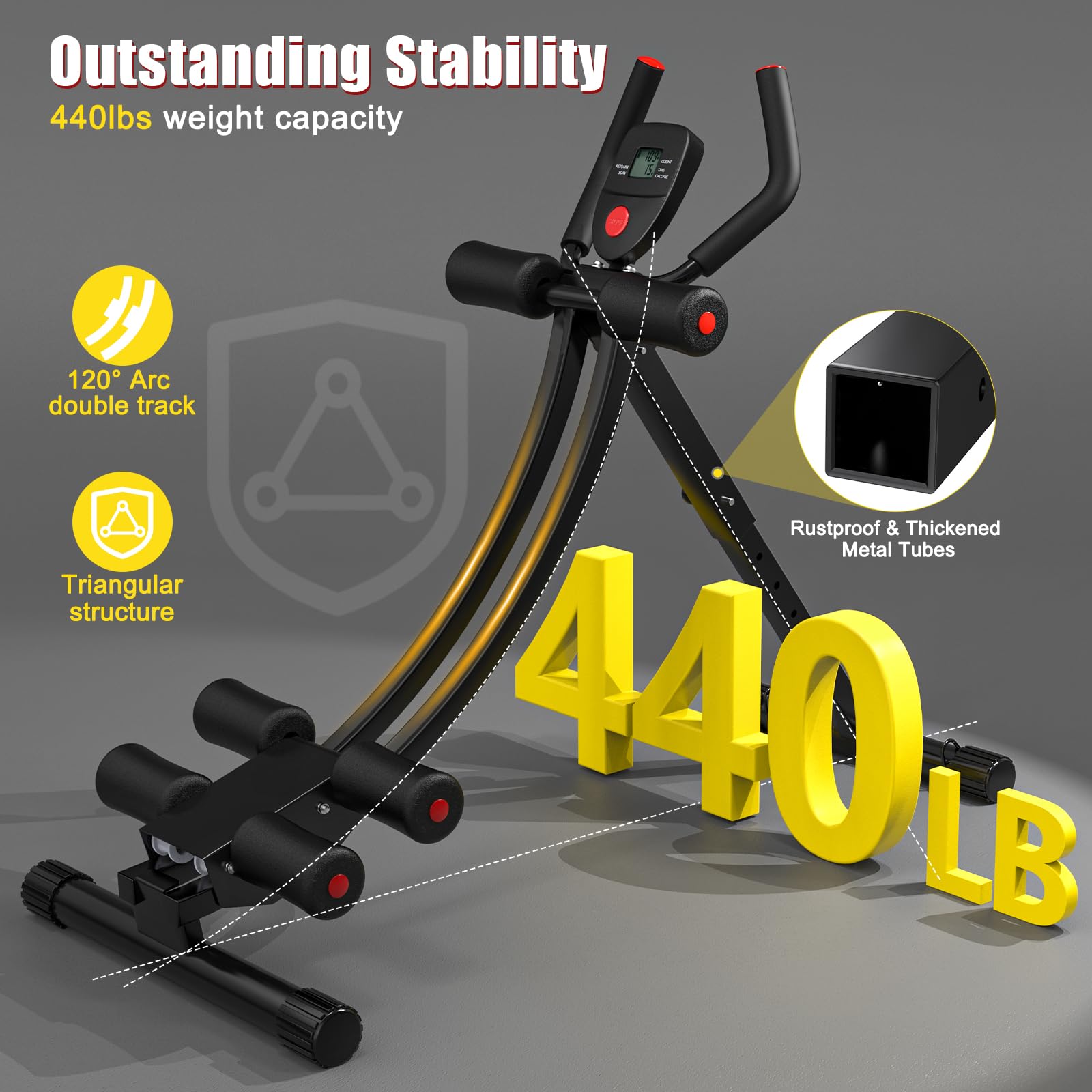 Foldable Ab Machine for Women & Men - Adjustable Core Workout Equipment for Home Gym, Full Body Shaping & Strength Training | Perfect for Abs, Waist, Back Exercises at Home or Office
