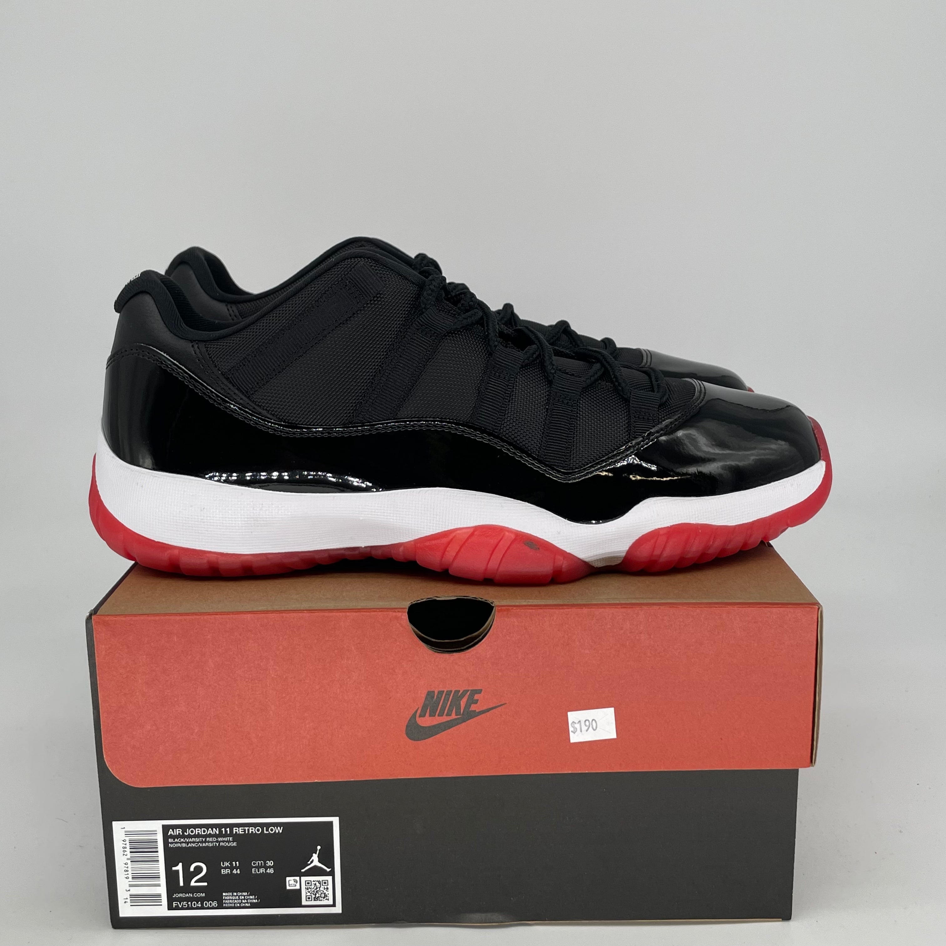 Original Air Jordan 11 Low Bred Men's Basketball Shoes - Size 12 (FV5104-006) | Retro Sneakers for Casual Wear, Street Style & Sneaker Collectors