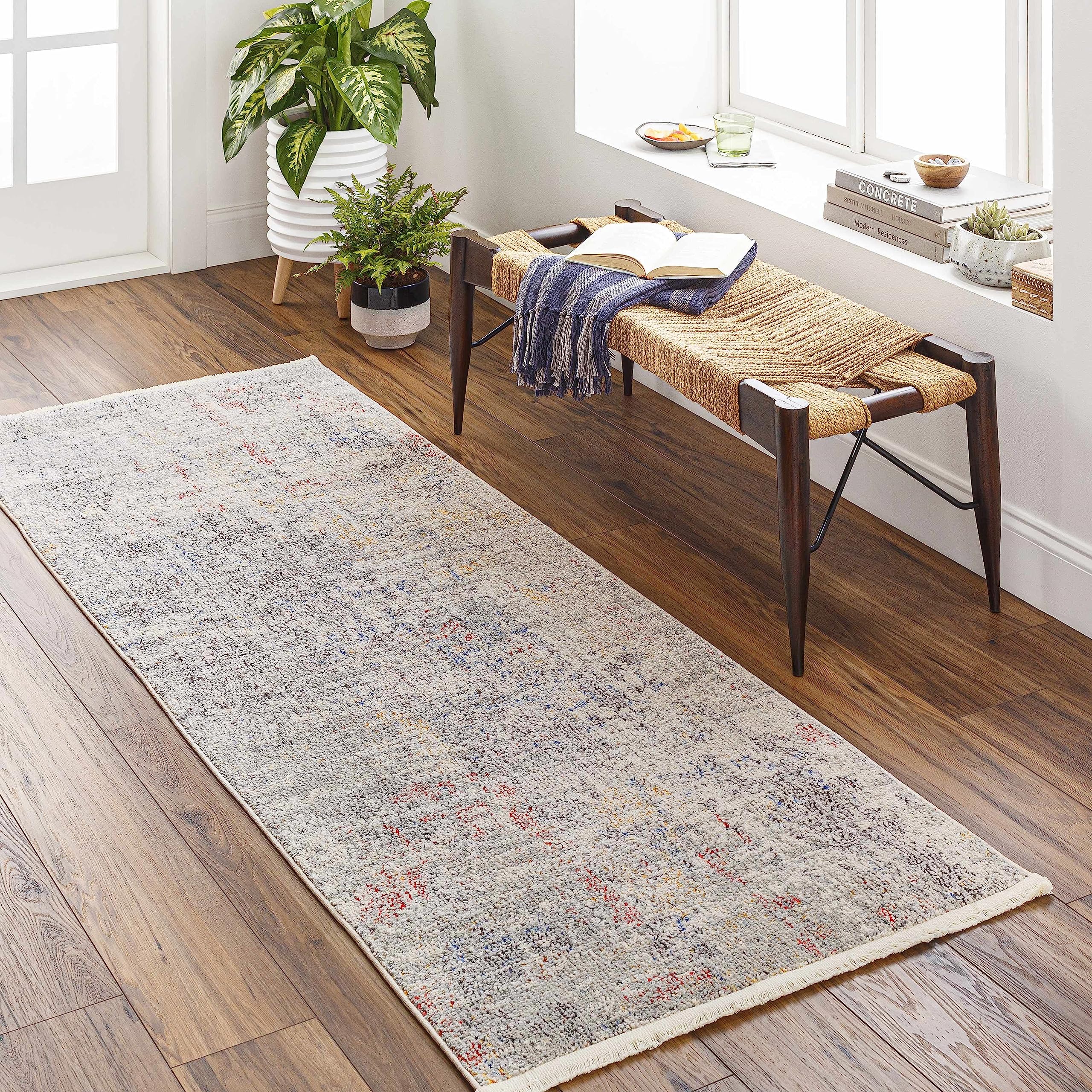 Hauteloom Nile Modern Area Rug for Living Room & Bedroom - Soft Black, Gray, Blue Design - 9'2